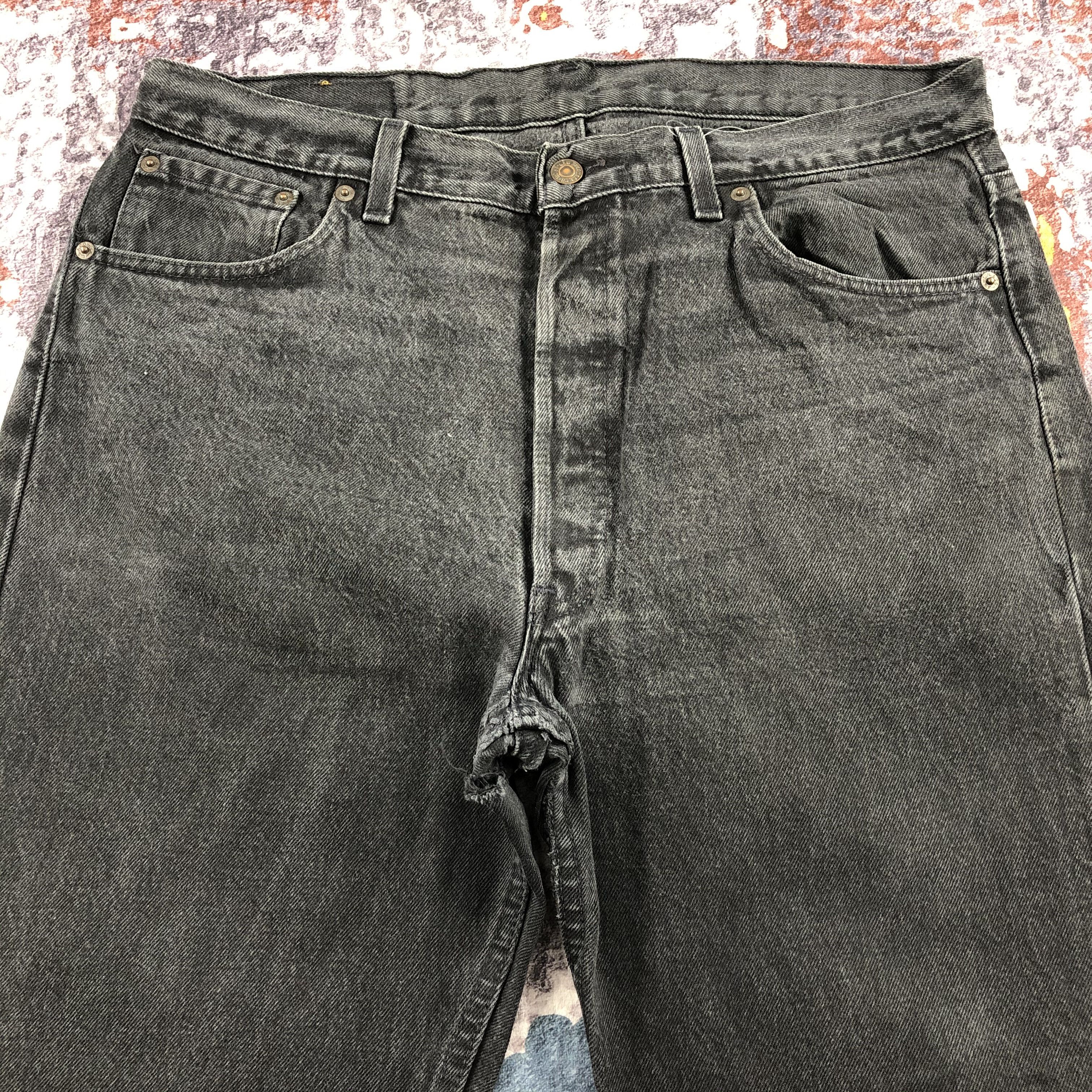 Levi's 90s Vintage Faded Black Levis 501 Jeans-JM2393 Size US 35 - 3 Thumbnail