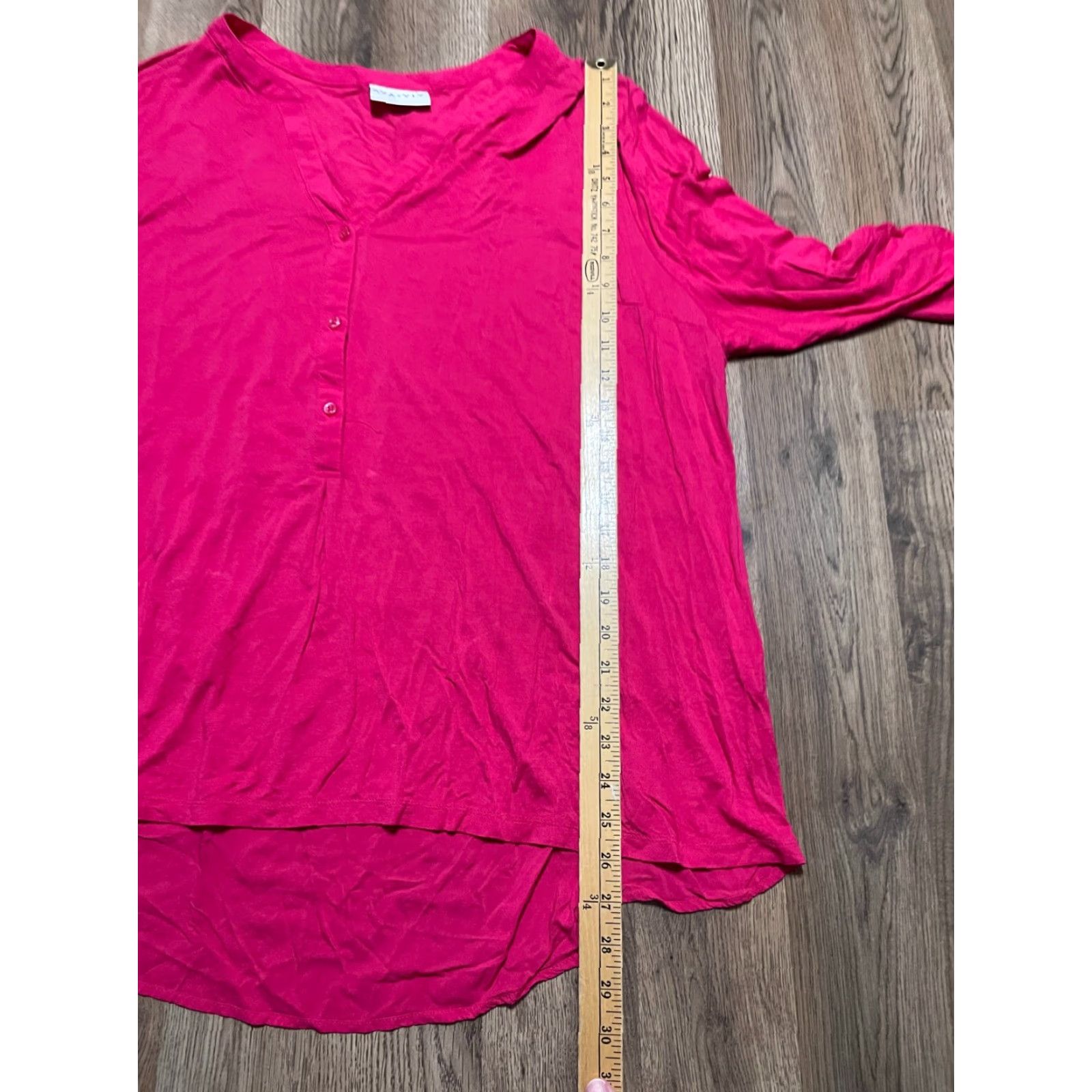 Vintage VINTAGE? (No) Ava & Viv Shirt Womens 2XL Pink Long Sleeve V-Neck 1/4 Buttons T-Shirt Casual Modern Basic Regular Split? Size XXL / US 16-18 / IT 52-54 - 6 Thumbnail