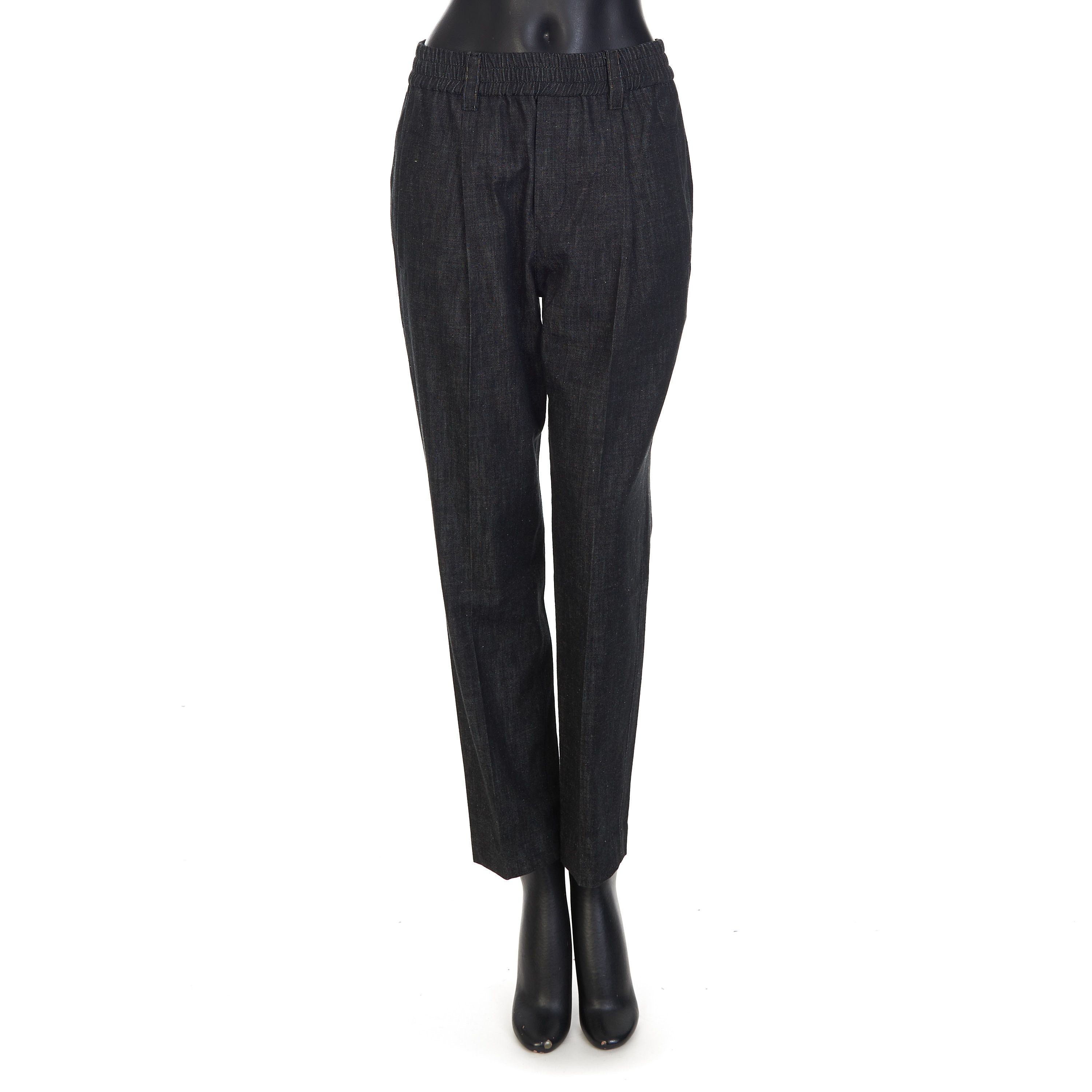 Brunello Cucinelli Black Dark Polished Denim Baggy Trousers Size 30" / US 8 / IT 44 - 1 Thumbnail