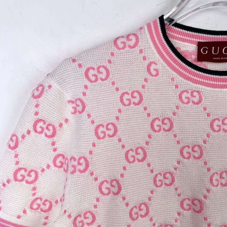 Gucci Gucci 24 new pink and white color matching round-neck cotto Size US XS / EU 42 / 0 - 3 Thumbnail