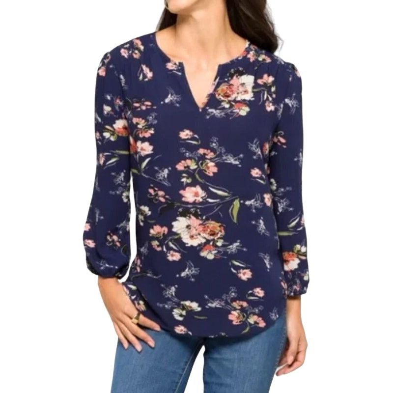 Other Kenmore Split Neck Blouse - Stitch Fix 3/4 Sleeve Floral Top Size S / US 4 / IT 40 - 2 Thumbnail