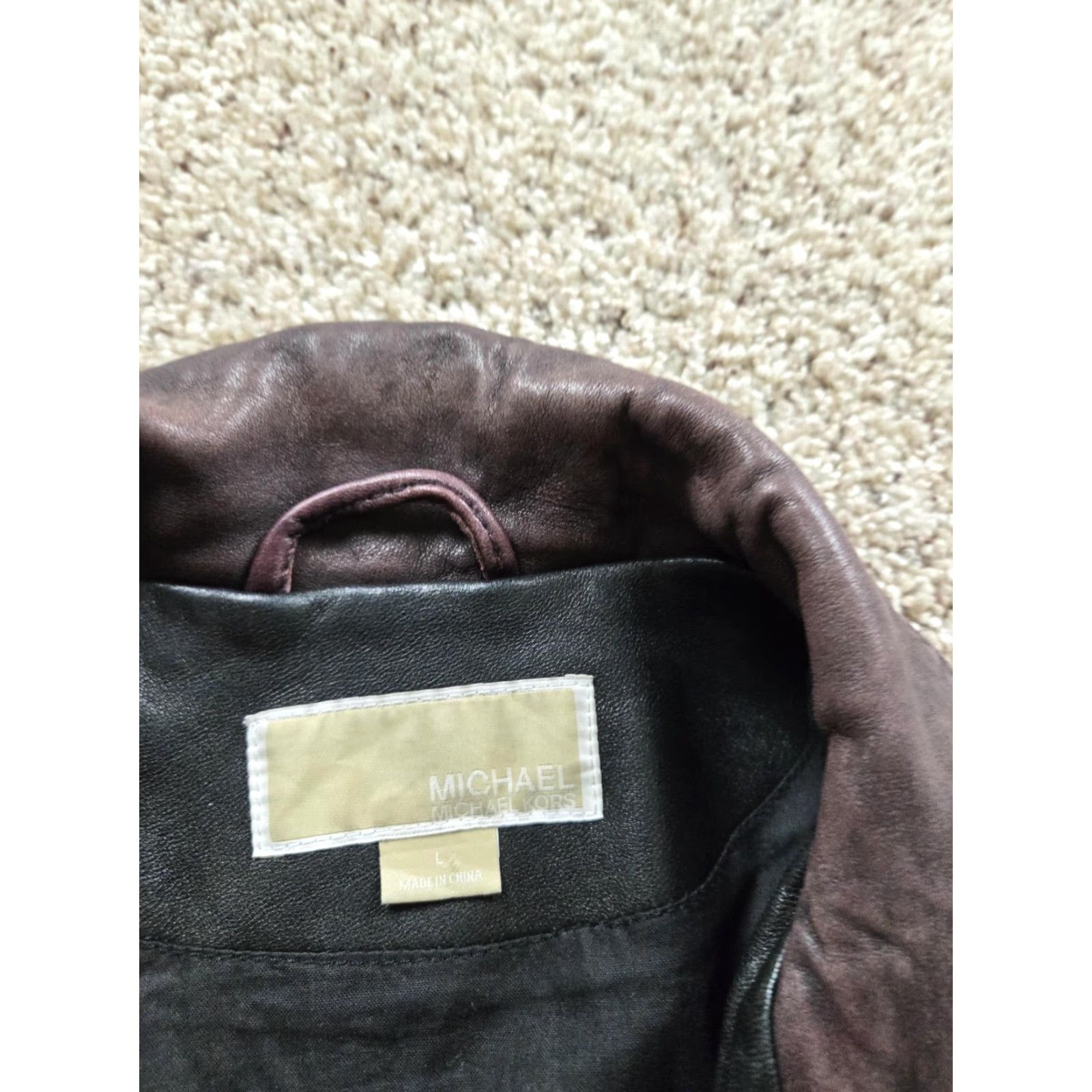 Michael Kors Michael Kors Leather Moto Jacket Womens S Burgundy Black Biker Zip Short Collared Lined Pockets Zipper Size S / US 4 / IT 40 - 6 Thumbnail