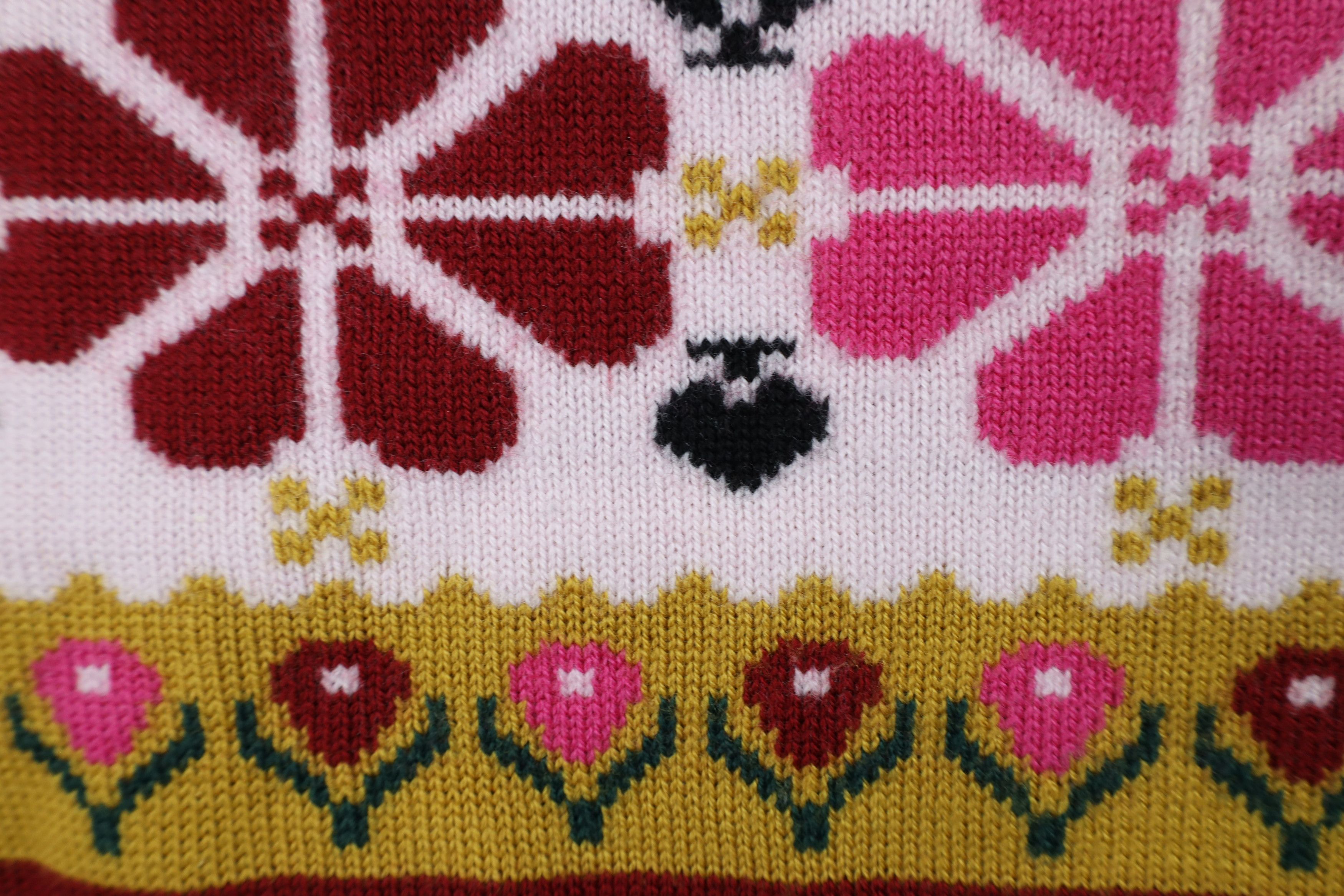 Kate Spade × Vintage Kate Spade Mohair Blend Knit Intarsia Flower Heart Sweater Size L / US 10 / IT 46 - 4 Thumbnail