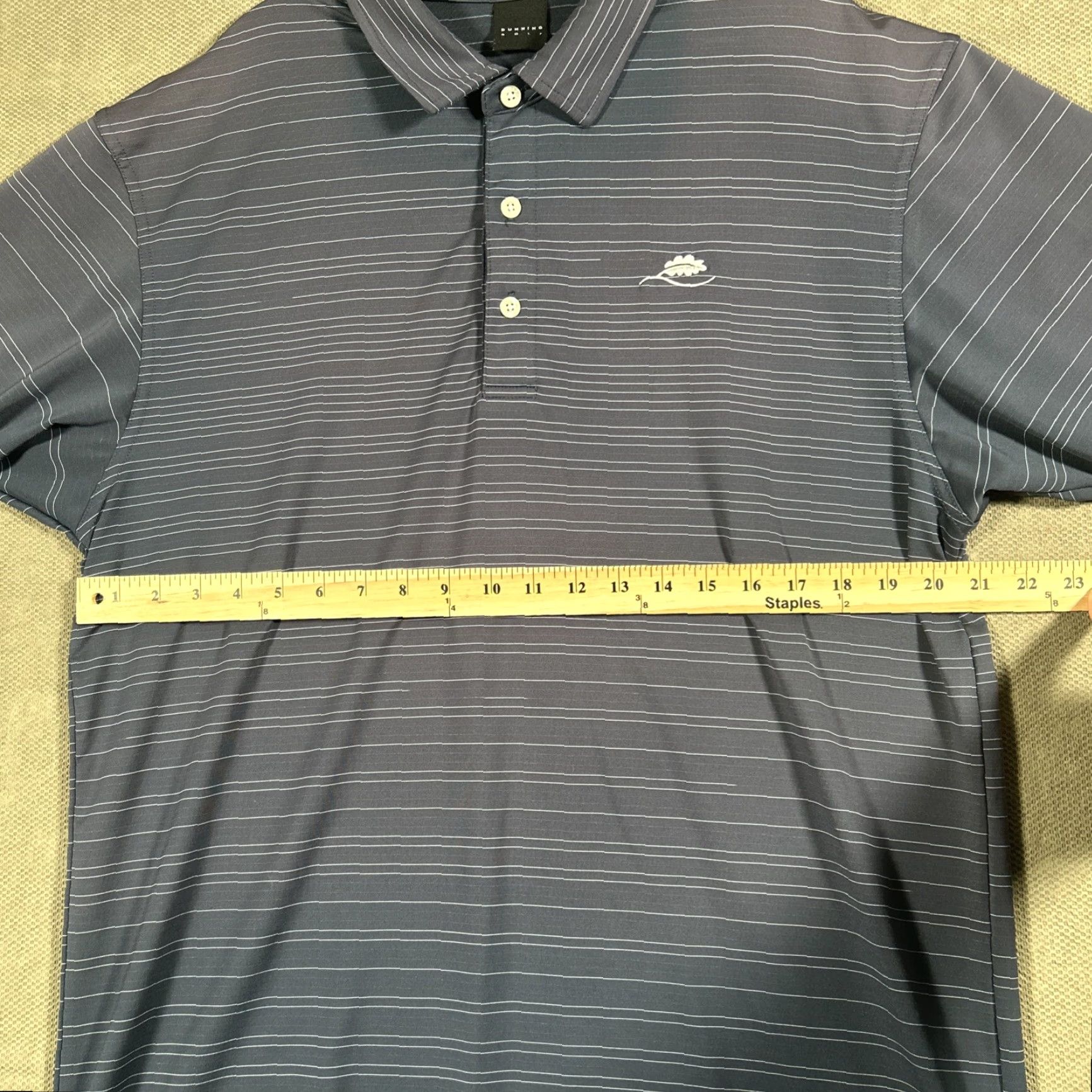 Vintage Dunning Golf Polo Shirt Mens Large Striped Blue Performance Stretch Size US L / EU 52-54 / 3 - 6 Thumbnail