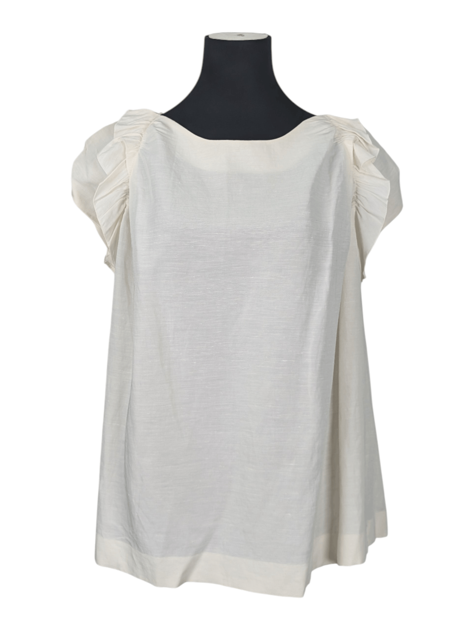 Lanvin Lanvin En Bleu White Top With Ruffle Shoulders Size S / US 4 / IT 40 - 1 Thumbnail