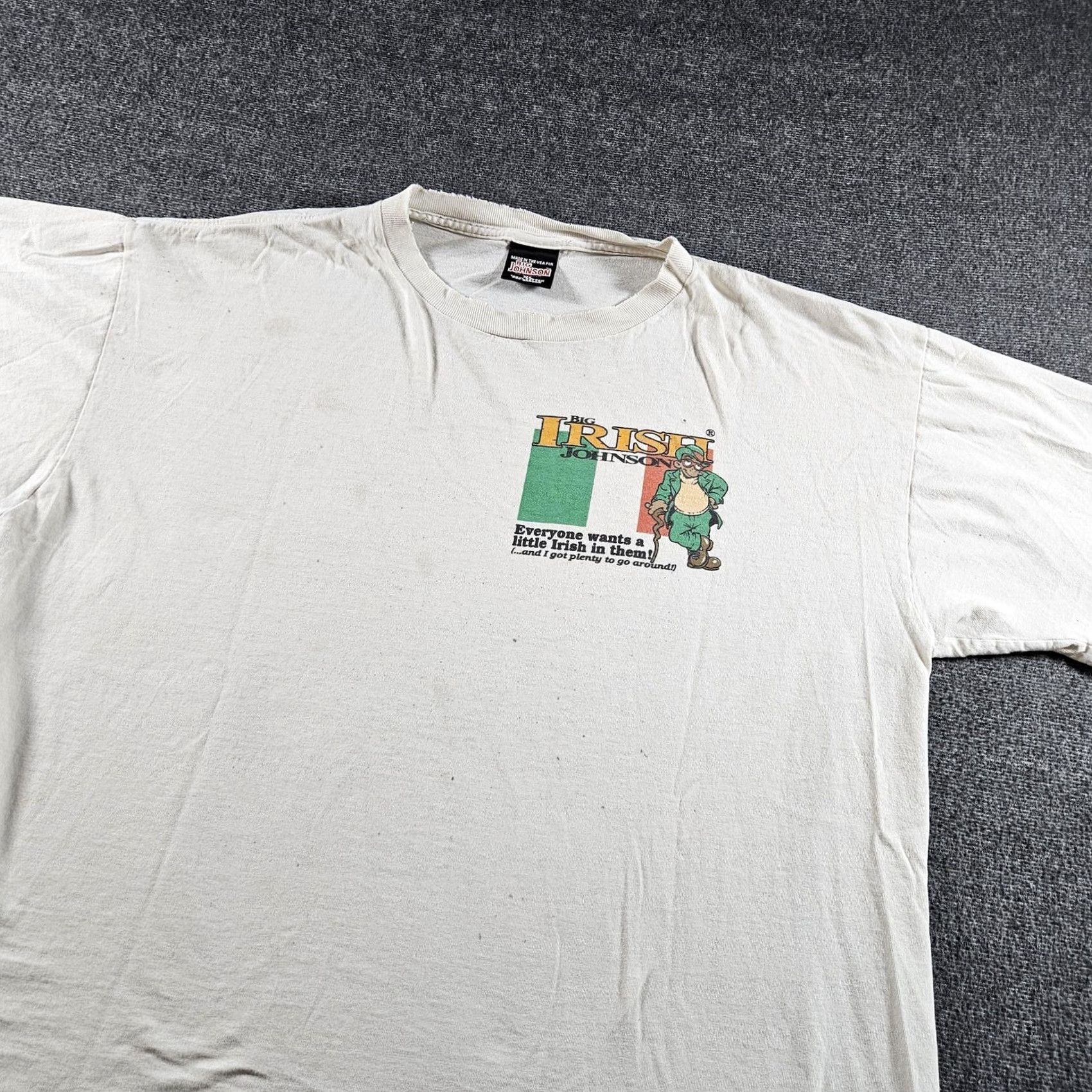 Big John VINTAGE Big Johnson Shirt Mens XL White Graphic Print Crew Neck Short Sleeve St Patrick's Day Irish 1997 Mens Size US XL / EU 56 / 4 - 5 Thumbnail