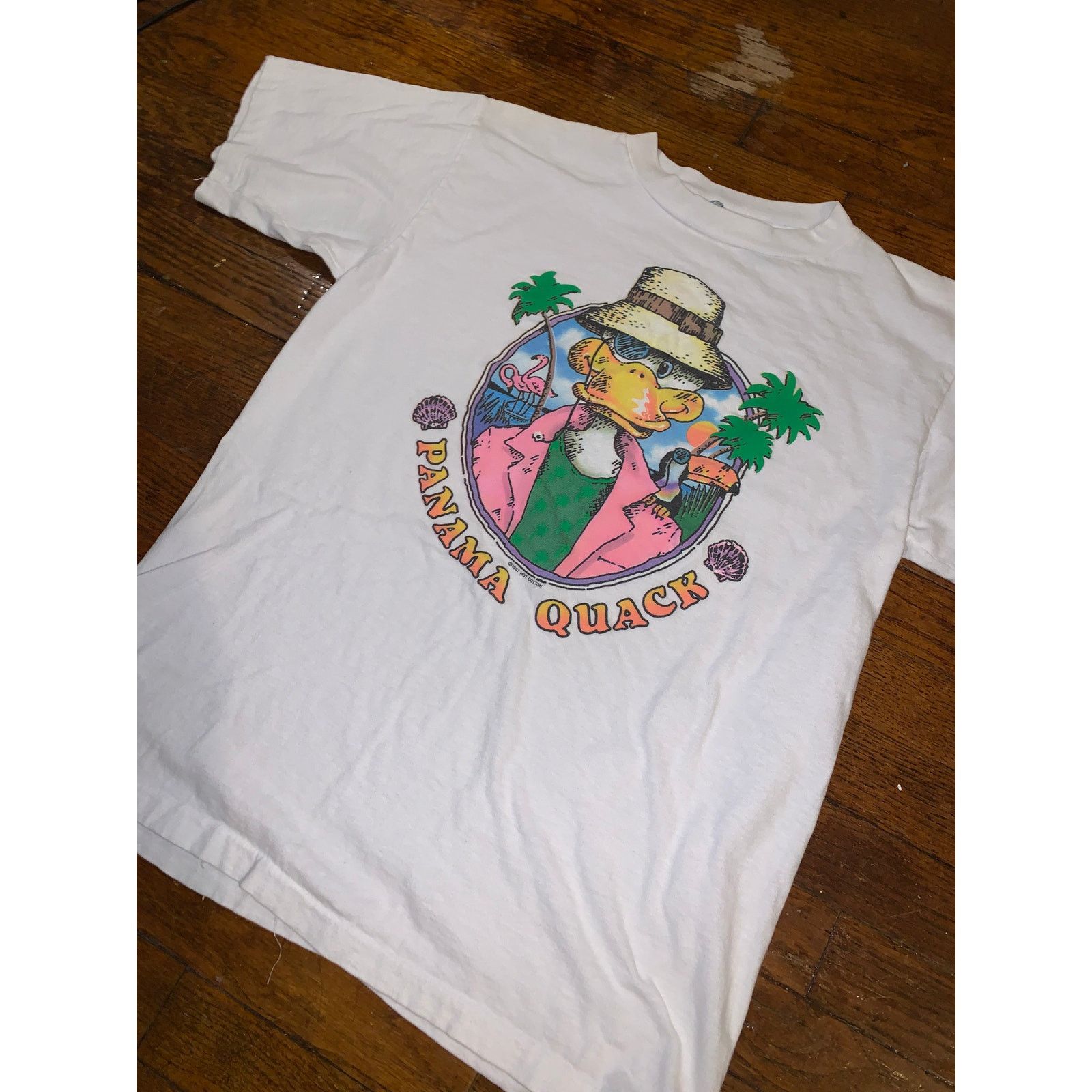 Other × Vintage Panama Quack T Shirt Alore USA Made Single Stitch White M Size US M / EU 48-50 / 2 - 4 Thumbnail