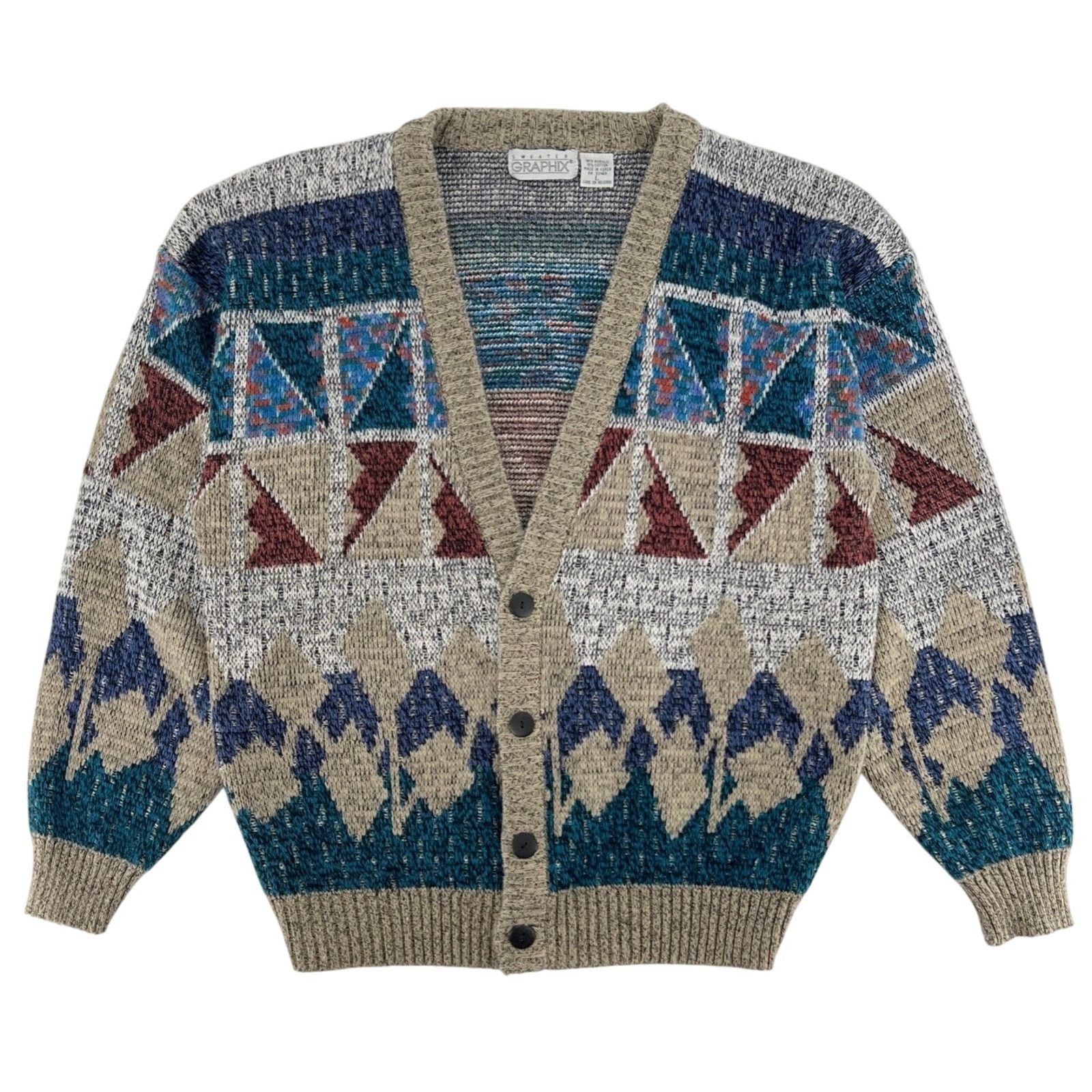 Streetwear × Vintage Vintage 90s Patterned Cardigan Diamond Alan 