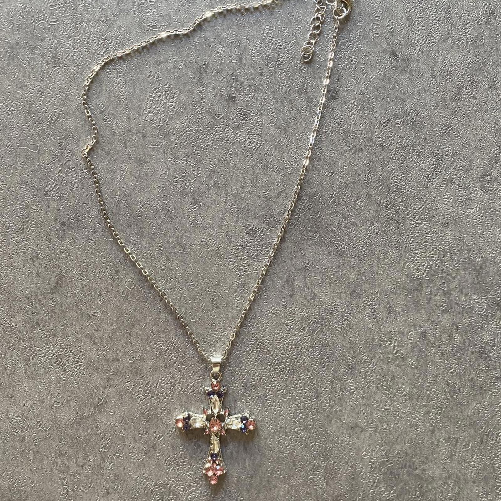 Other Y2k grunge skate pink jewel crystal necklace chain Size ONE SIZE - 2 Thumbnail
