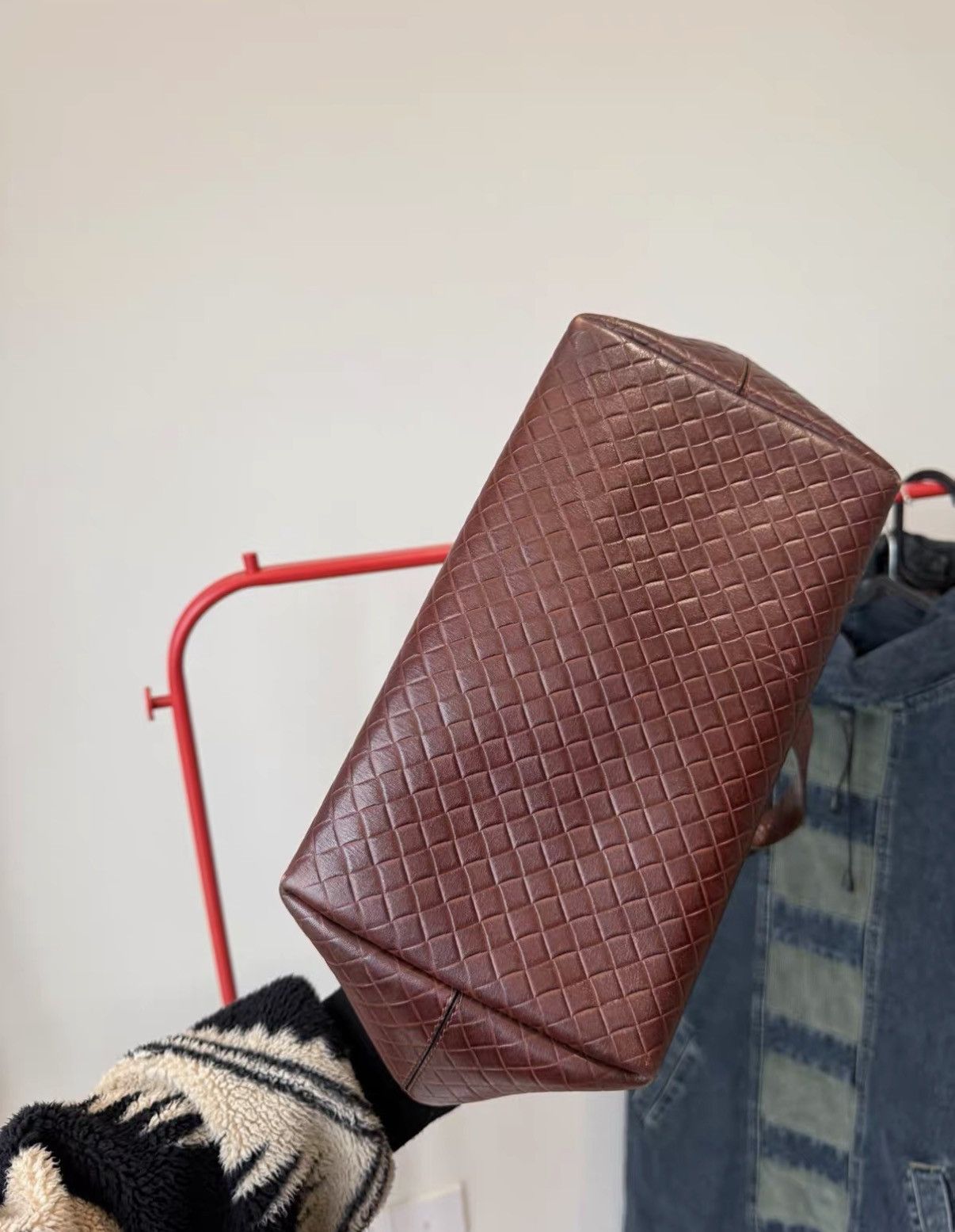 Bottega Veneta Bottega Veneta Brown Canvas & Woven Frog-Mouth Handbag J36 Size ONE SIZE - 5 Thumbnail