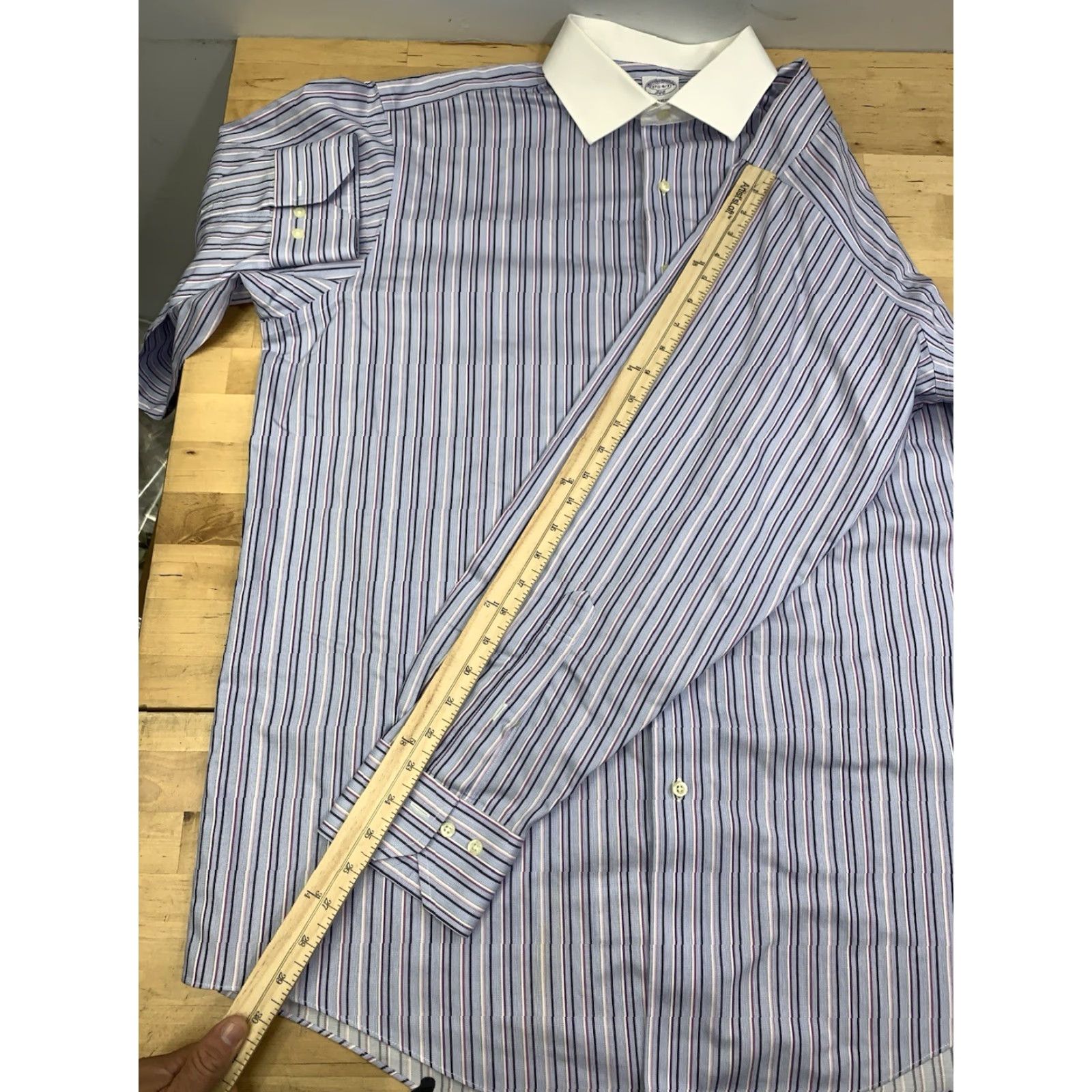 Brooks Brothers Brooks Brothers 346 Dress Shirt Men 17 1/2 Blue Purple Strip Casual Work 12911 Size US XXL / EU 58 / 5 - 7 Thumbnail