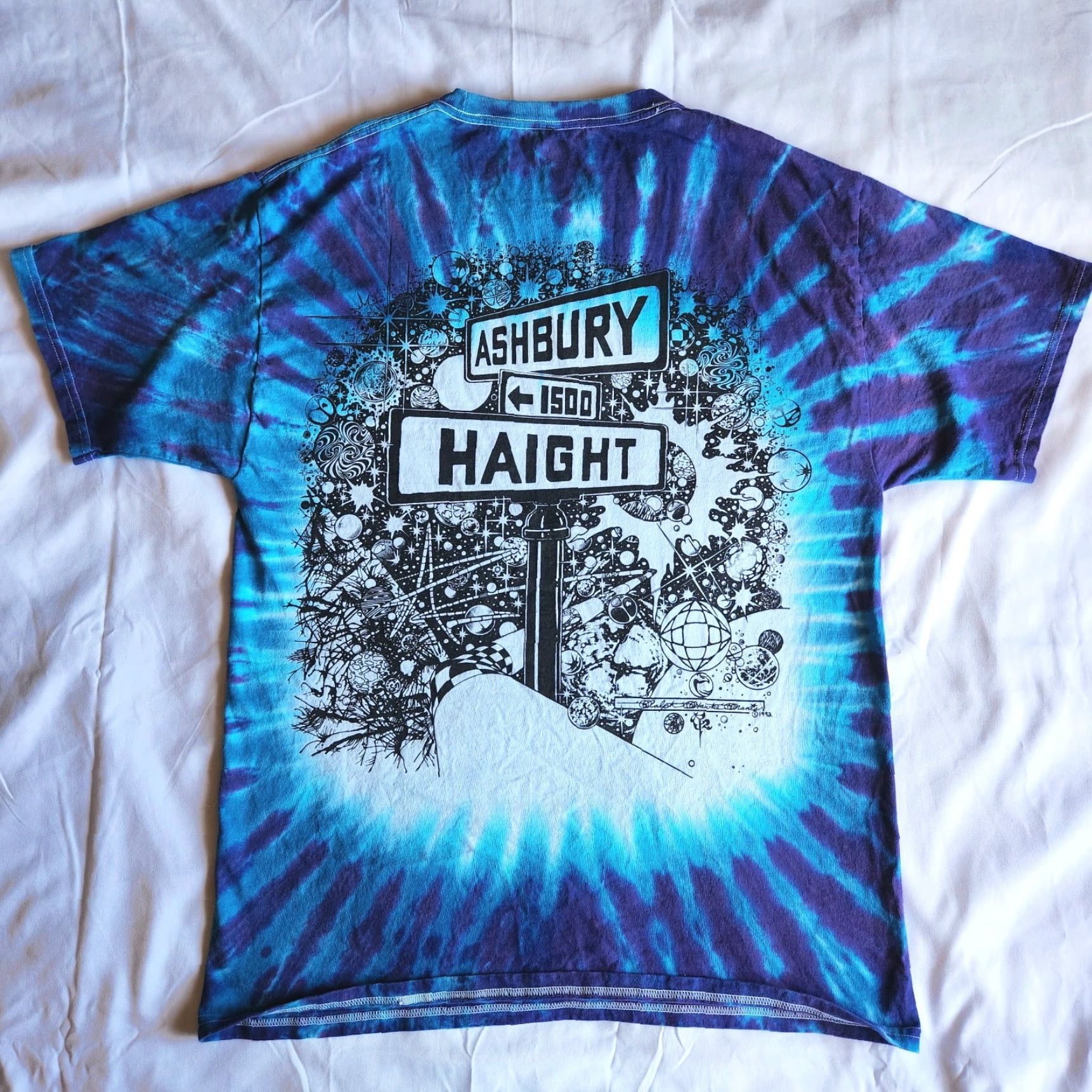 Hanes VINTAGE Ralph Hawke Manis Tie-Dye T-Shirt L Men 1992 San Francisco Psychedelic Street Art 90s Blue Purple Graphic Tee Size US L / EU 52-54 / 3 - 3 Thumbnail