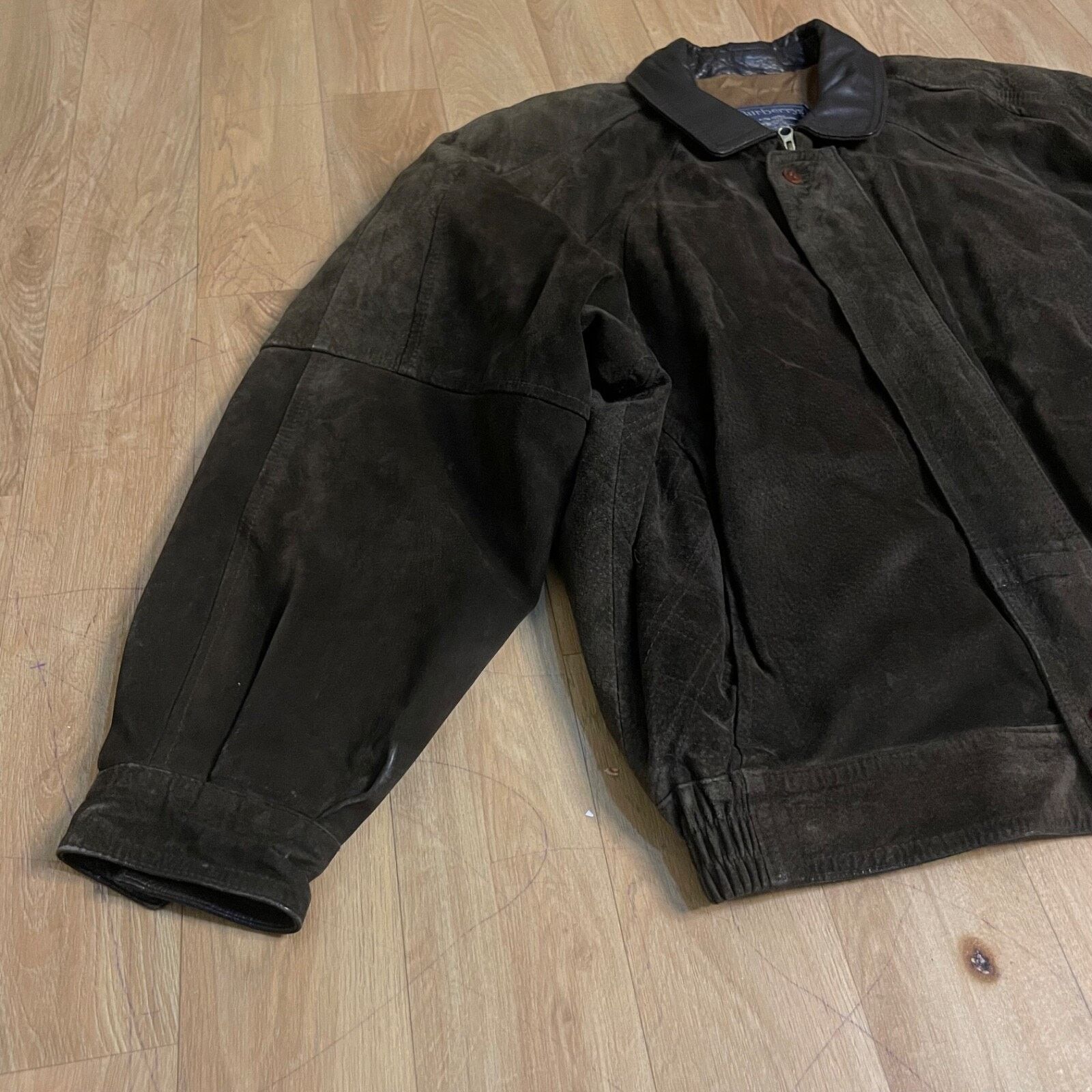 Burberry Vintage BURBERRY's Bomber Jacket SUEDE LEATHER green olive Size US L / EU 52-54 / 3 - 5 Thumbnail