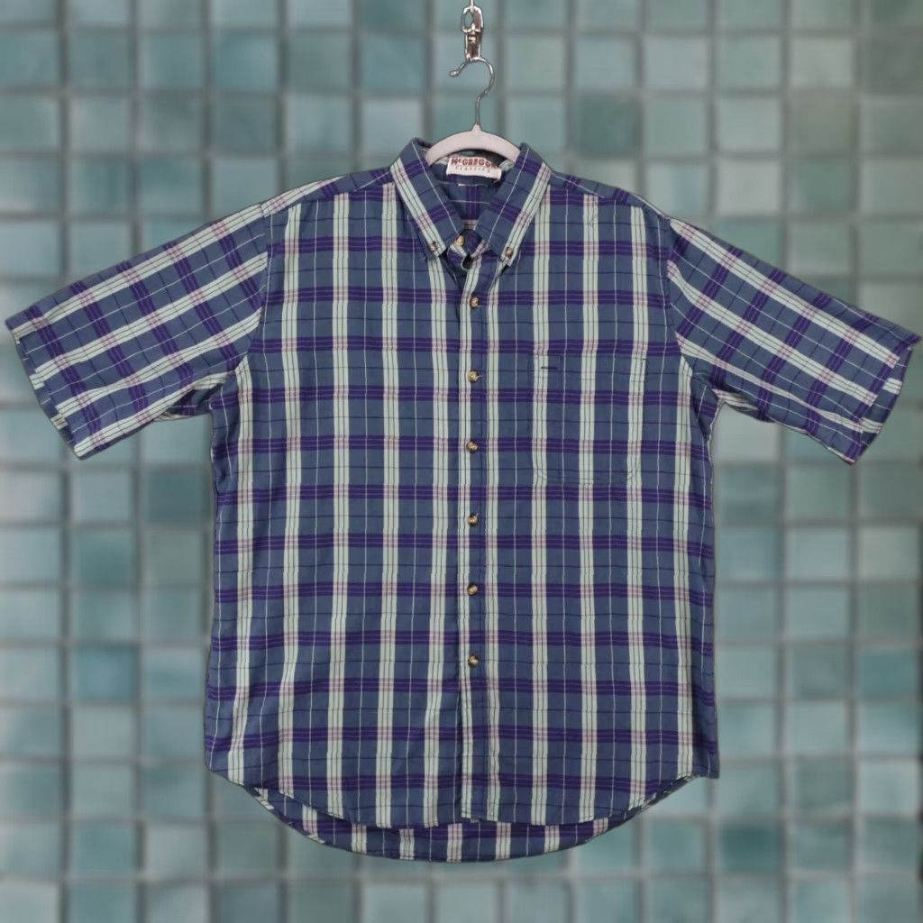 McGregor McGregor Shirt Mens L Short Sleeve Button-Up Blue Plaid Classic Size US L / EU 52-54 / 3 - 1 Thumbnail