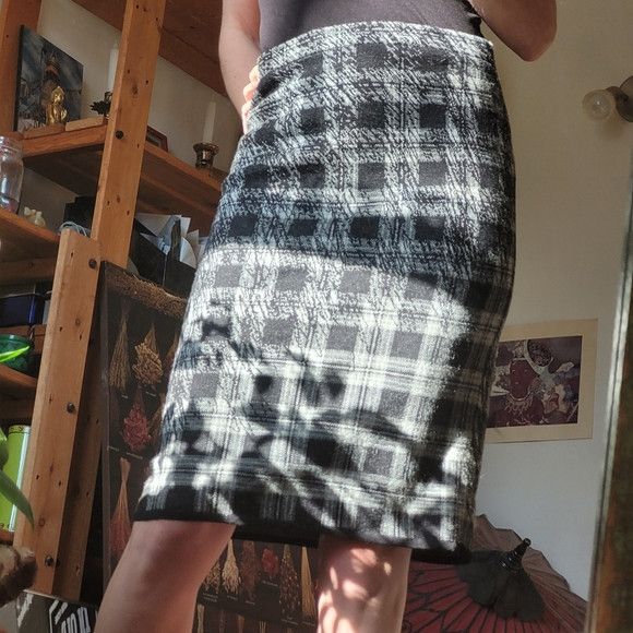 Sarah Pacini Sarah Pacini Gray Wool Blend Plaid High Rise Skirt - M Size 28" / US 6 / IT 42 - 3 Thumbnail