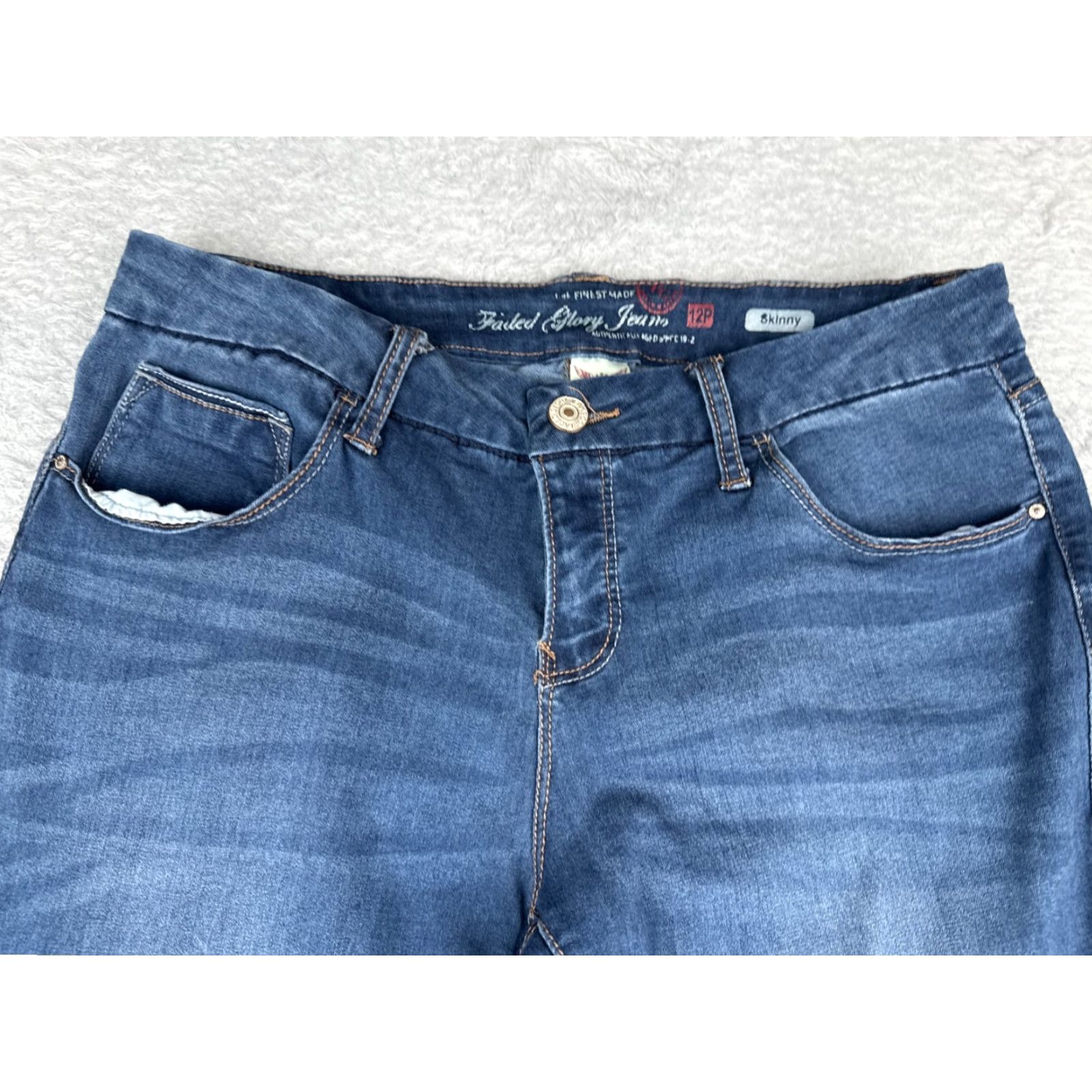 Faded Glory VINTAGE Faded Glory Jeans Women 12P Blue Skinny Mid Rise Zip 30x28 Denim Cotton Blend 5-Pocket Design Regular Womens Jeans Size 34" / US 12 / IT 48 - 4 Thumbnail