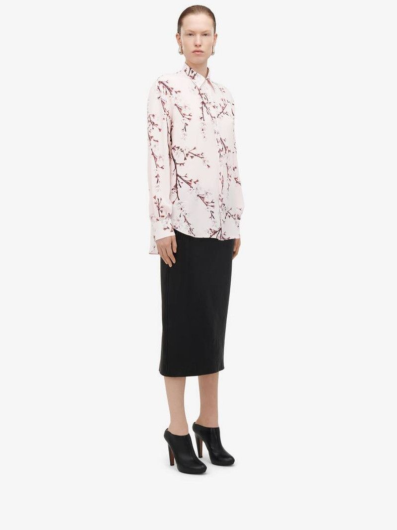 Alexander McQueen o1srvl11e0326 Cherry Blossom Classic Shirt in Multicolor Size L / US 10 / IT 46 - 4 Thumbnail