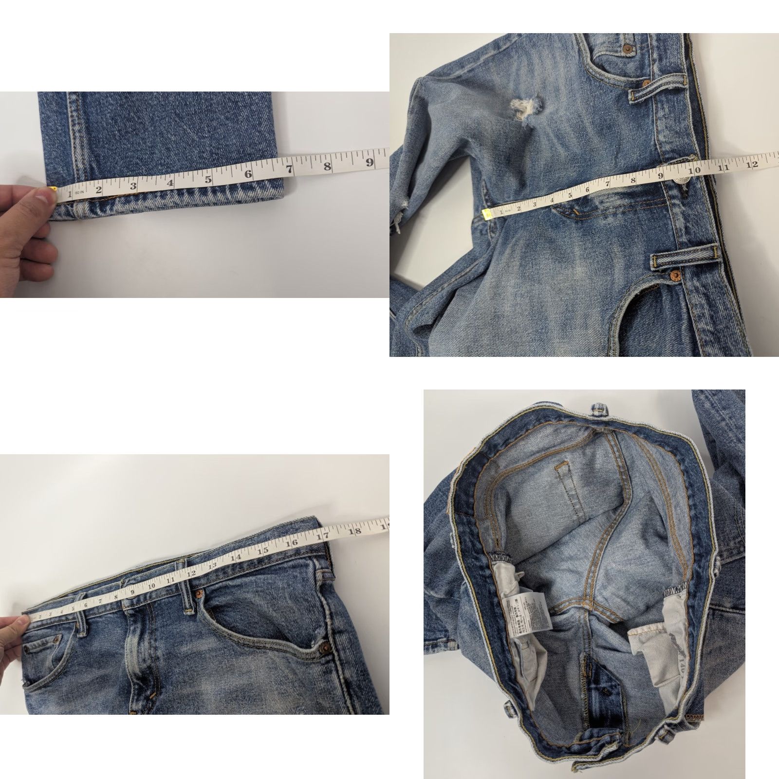 Levi's Levi's 511 Jeans Men's 32x30 Blue Distressed Slim Fit Straight Leg Denim Pants Size US 32 / EU 48 - 8 Thumbnail