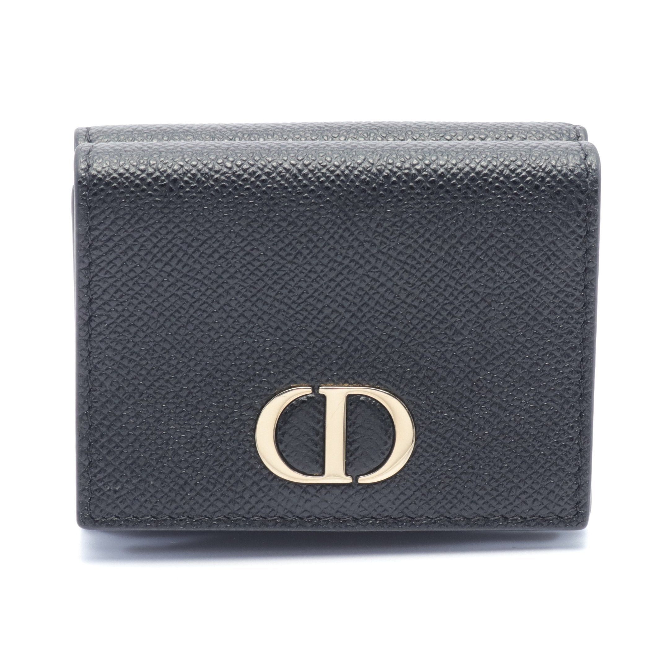 Dior Dior Cd Logo 30 Montaigne Trifold Wallet Compact Leather Black Size ONE SIZE - 1 Thumbnail