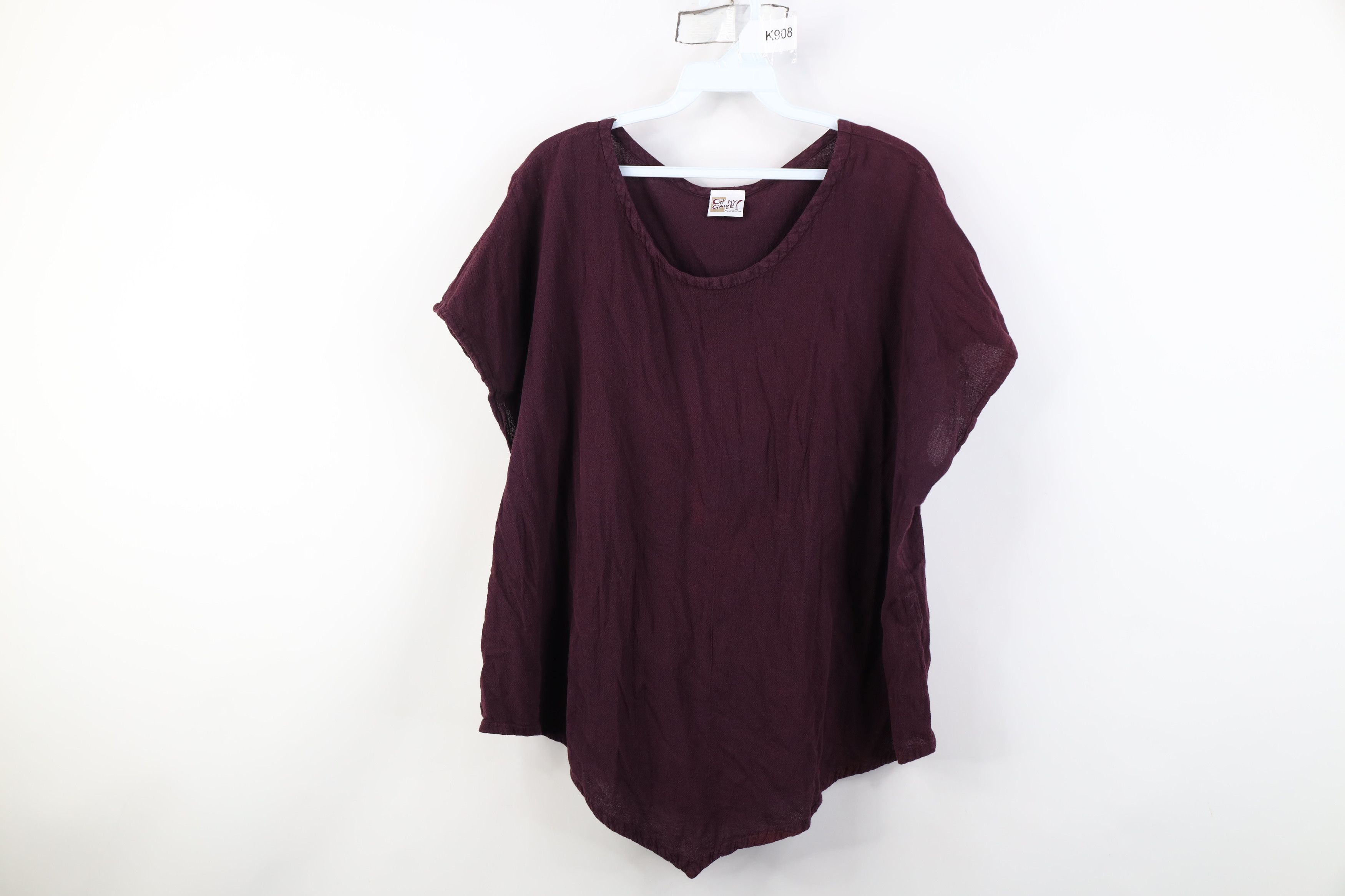 Vintage Vintage 90s Lagenlook Cotton Dolman Sleeve T-Shirt Purple Size 3XL / US 20-22 - 1 Thumbnail