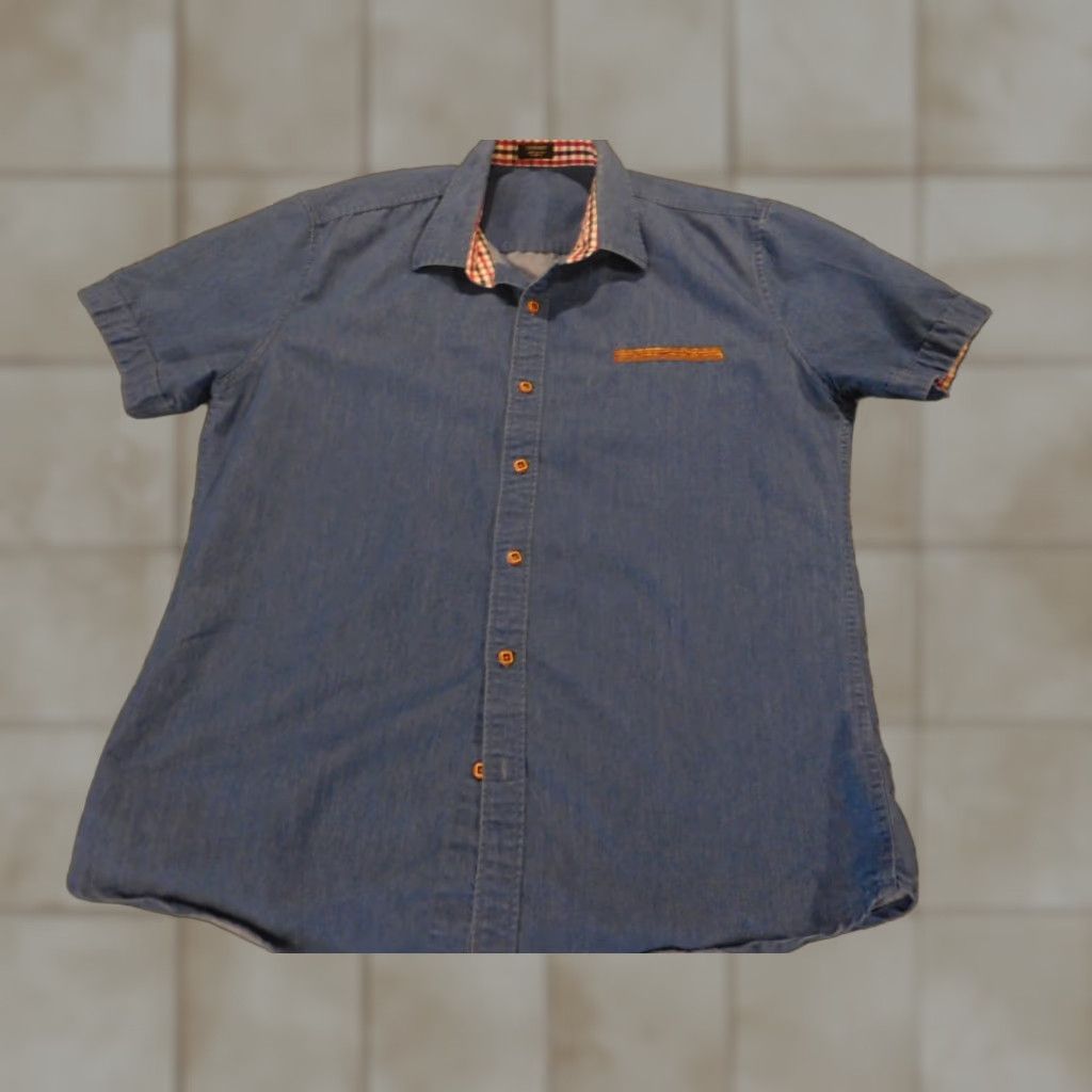 Denime Coofandy Mens Shirt Medium Blue Soft denim Button Up Short Sleeve Henley Button-Down Collar Casual Logo Western All Seasons Regular Men's Shirt Size US M / EU 48-50 / 2 - 1 Thumbnail