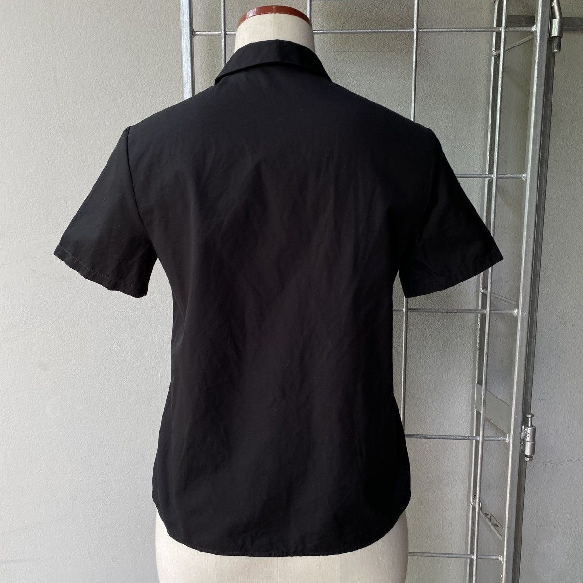 Designer ANTONIO PERNAS Black Short-Sleeve Collared Blouse Size XS / US 0-2 / IT 36-38 - 19 Thumbnail