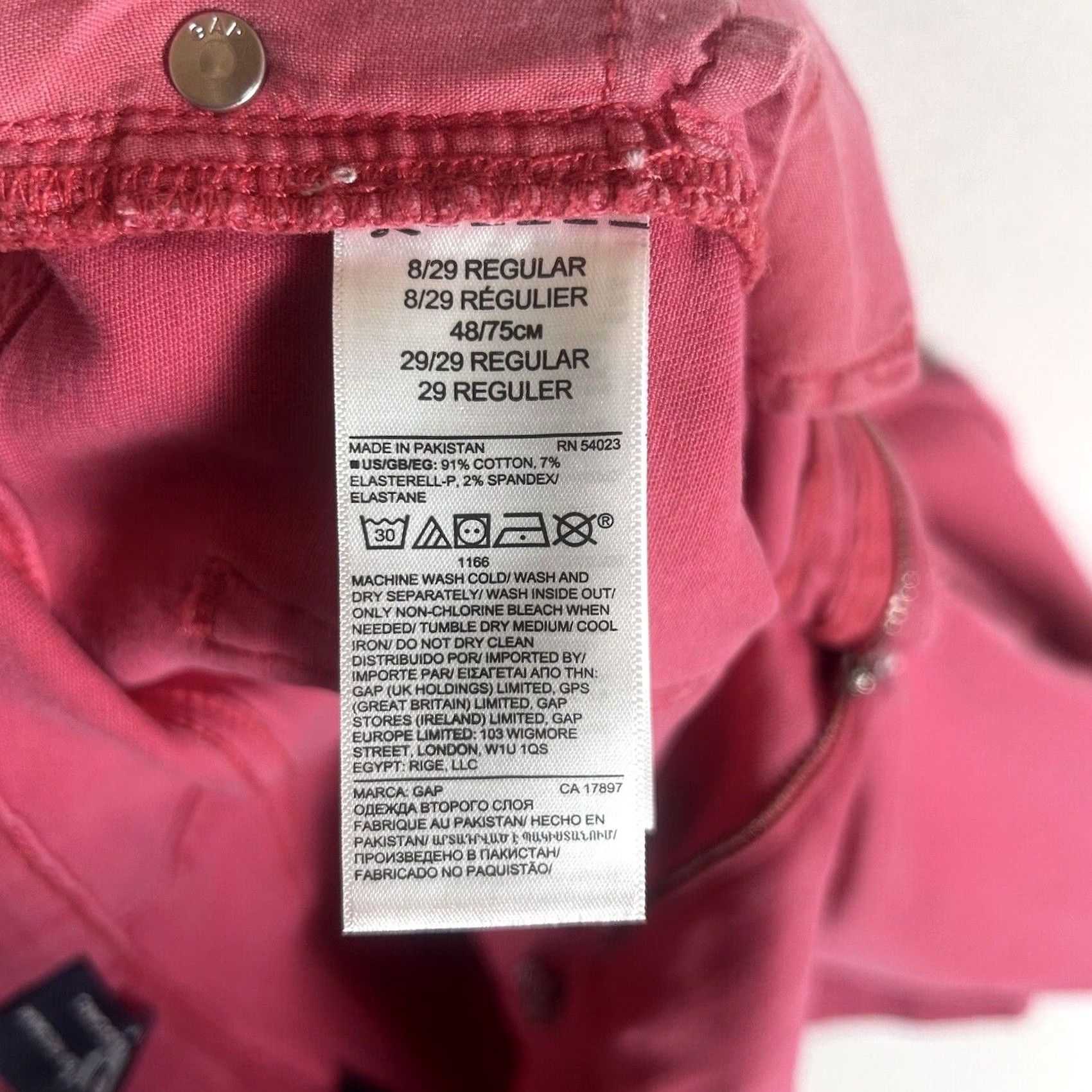 Gap GAP Jeans High Rise Legging Skimmer Denim Pink 8 Regular Womens NWT ZIP Button Zipper Stretch Slim Size 30" / US 8 / IT 44 - 6 Thumbnail