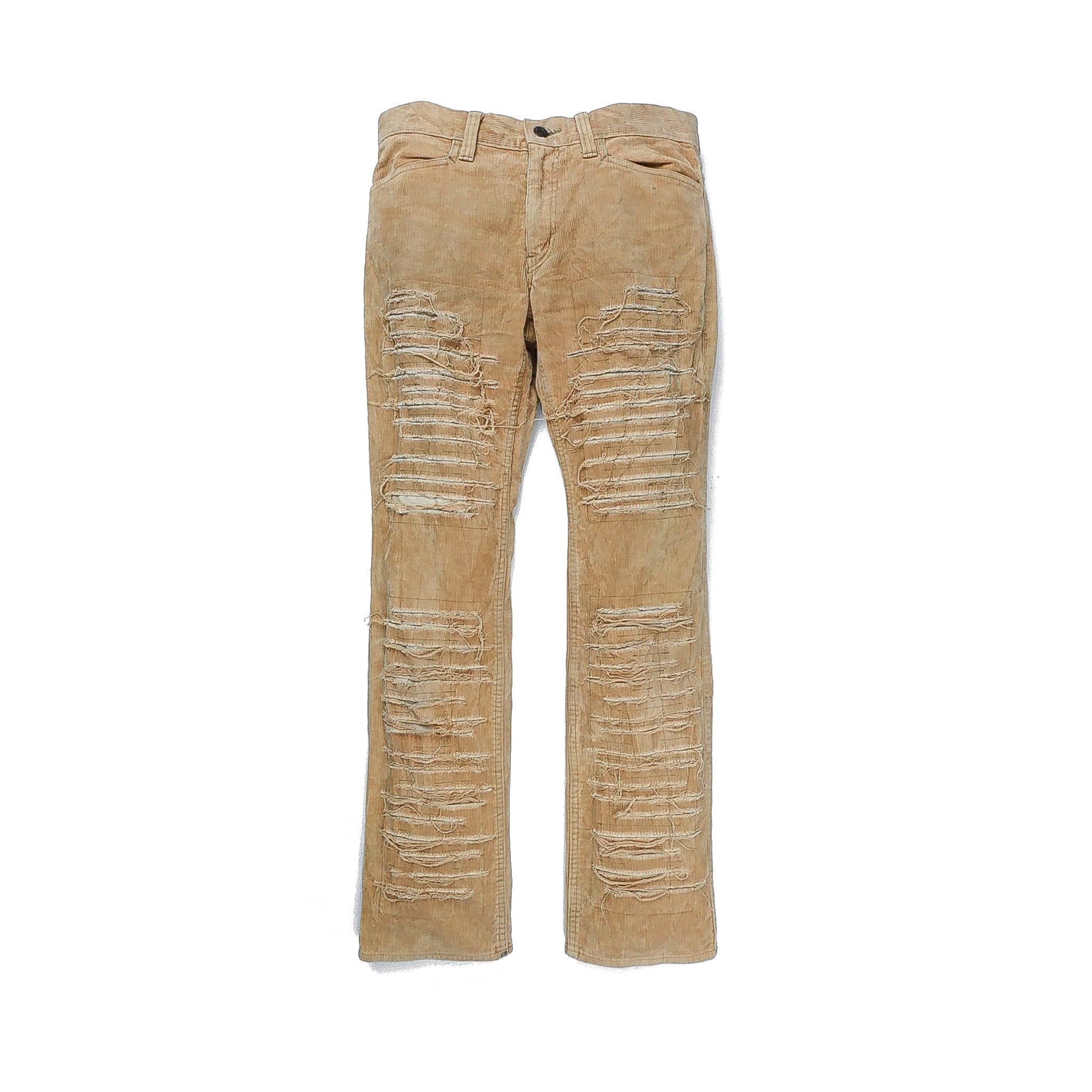 image of Archival Clothing x Comme Des Garcons Hysteric Glamour Distressed Corduroy Kinky Jeans in Tan (Size