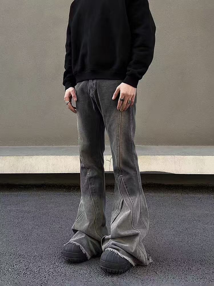 Japanese Brand × Jean Vintage Wash Micro Flare Gray Black Jeans Size US 34 / EU 50 - 4 Thumbnail