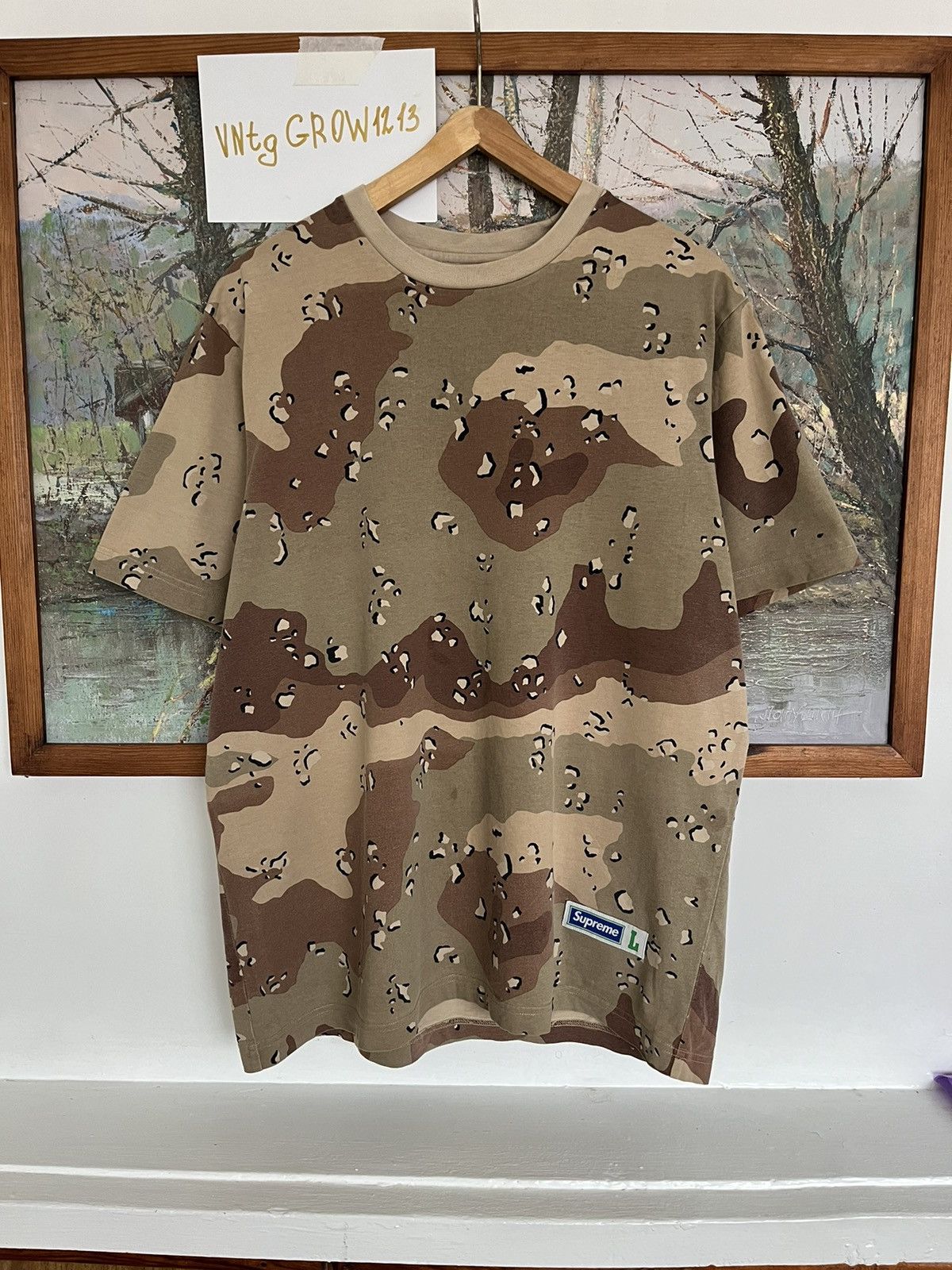 SS19 Supreme athletic label chocolate chip desert camo tee 2024 shirt large new DSWT