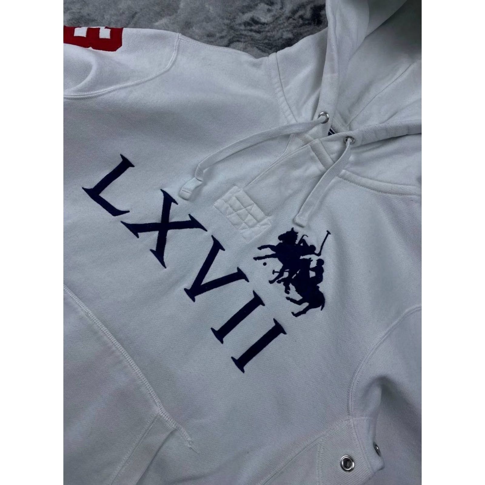 Polo Ralph Lauren VINTAGE Polo Ralph Lauren Hoodie 90s Double Big Pony LXVII Men Size L White Size US L / EU 52-54 / 3 - 3 Thumbnail