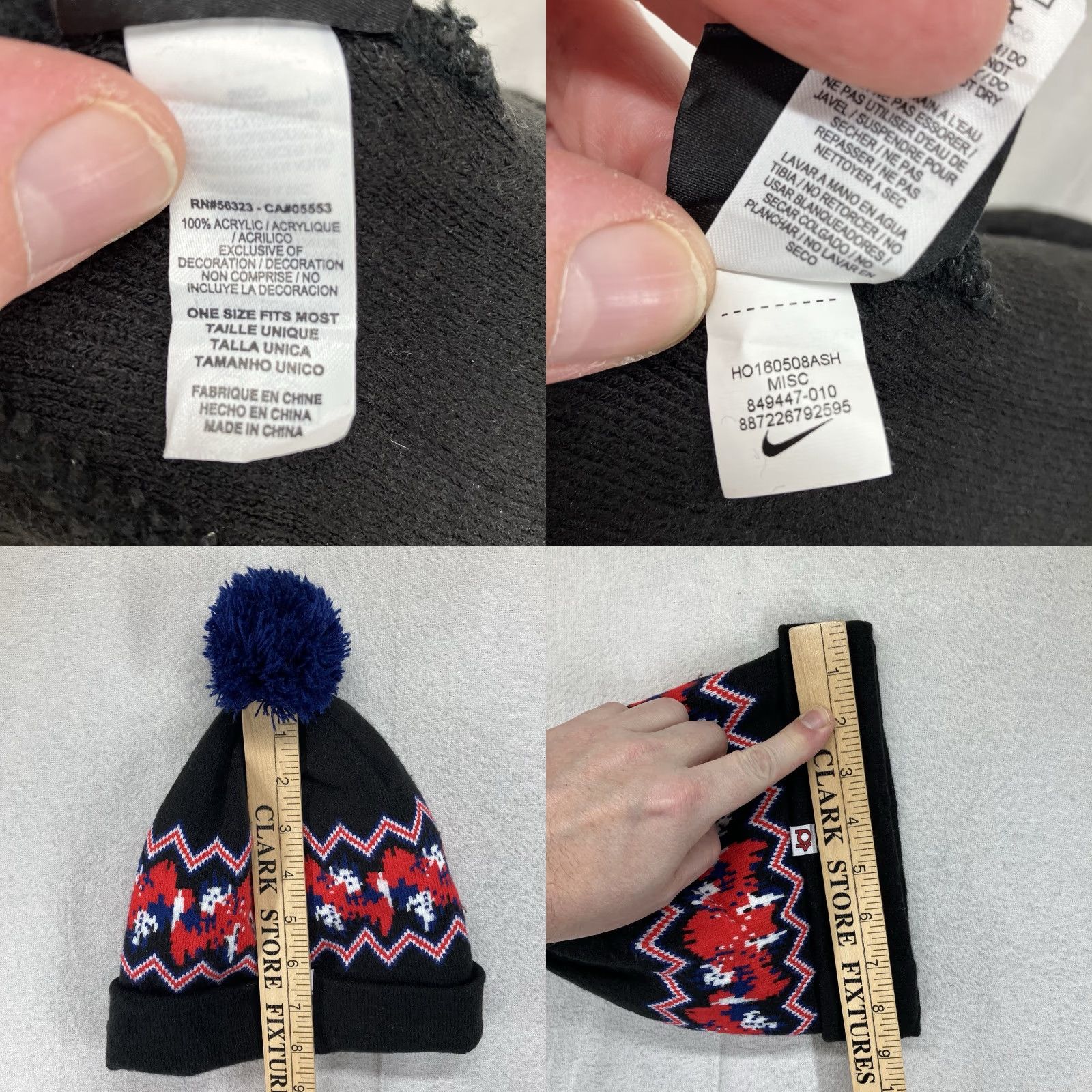 Nike VINTAGE Nike Winter Knit Beanie Cuffed Pom Hat Black Blue White Red Kevin Durant Y2K Beanie Men's Women’s One Size Knit Acrylic Size ONE SIZE - 9 Thumbnail