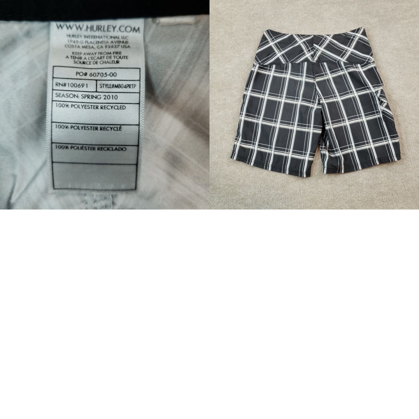 Hurley Hurley Mens Board Shorts 33 Black Plaid Drawstring Extra Large XL Summer Beach Size US 33 - 8 Thumbnail