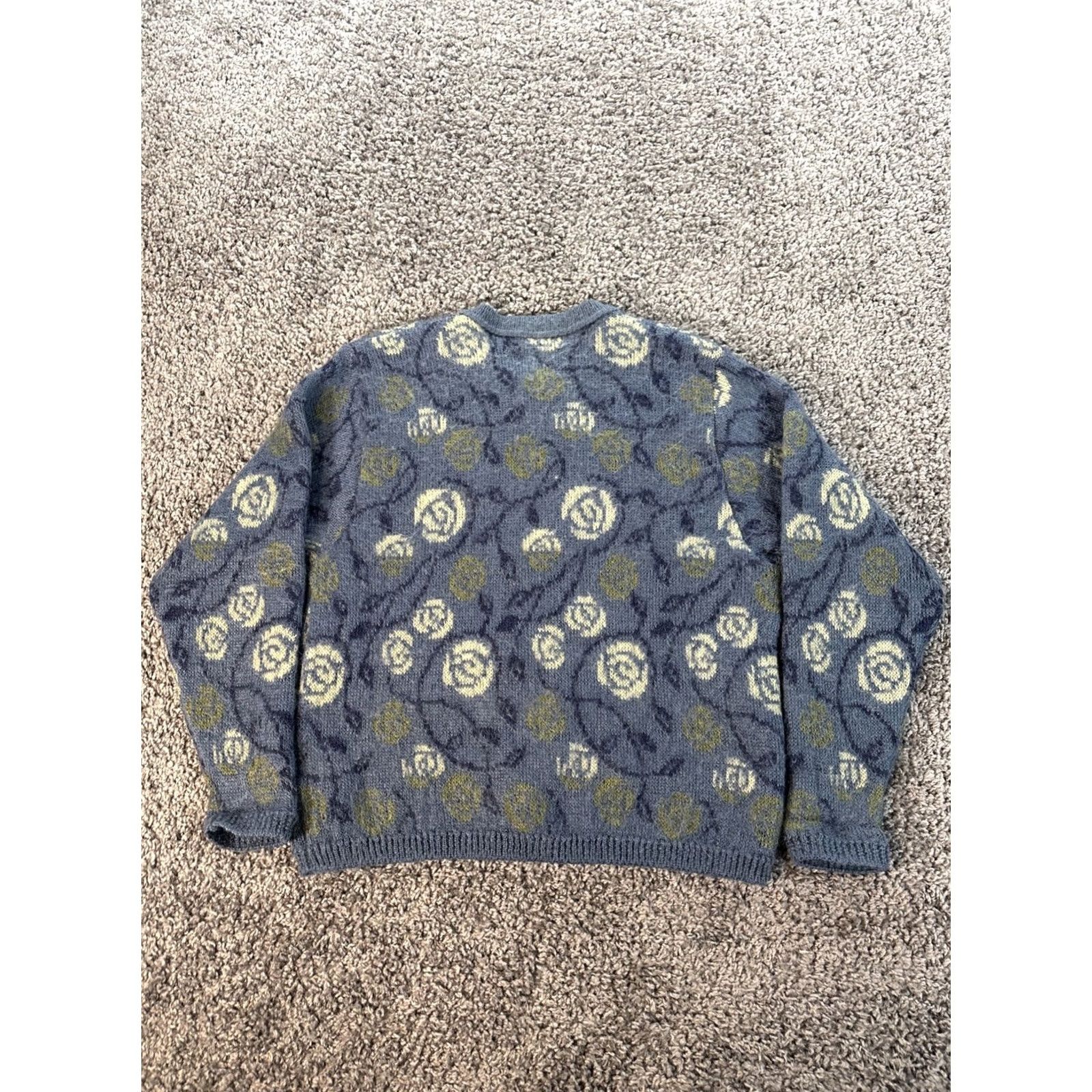 Vintage VINTAGE Equorian Cardigan Sweater Womens M Blue Multicoloured Floral Knit Size M / US 6-8 / IT 42-44 - 6 Thumbnail