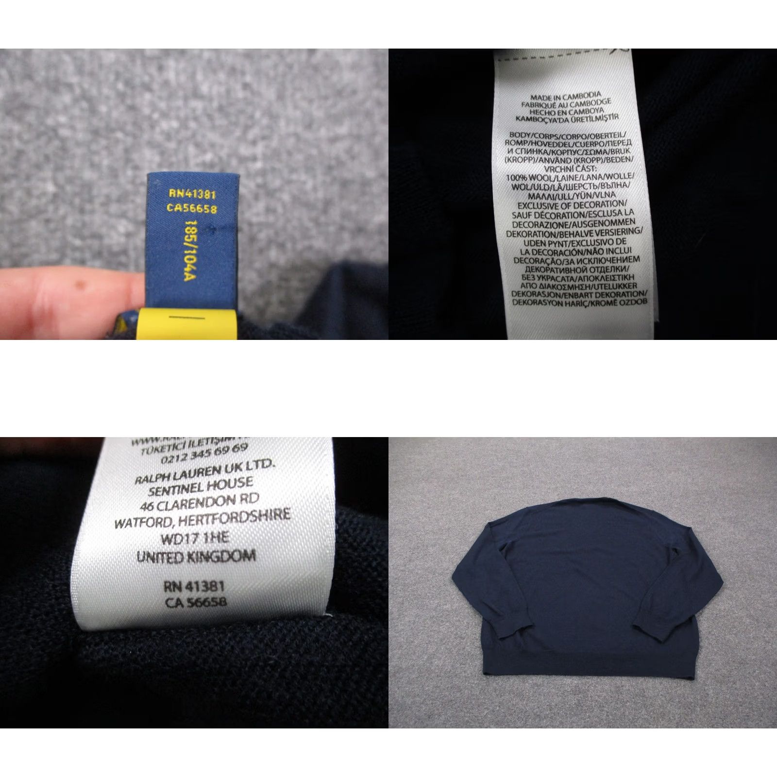 Polo Ralph Lauren Polo Ralph Lauren Sweater Men XL Navy Blue Merino Wool Knit Pullover V-Neck Logo Casual Golf Size US XL / EU 56 / 4 - 8 Thumbnail