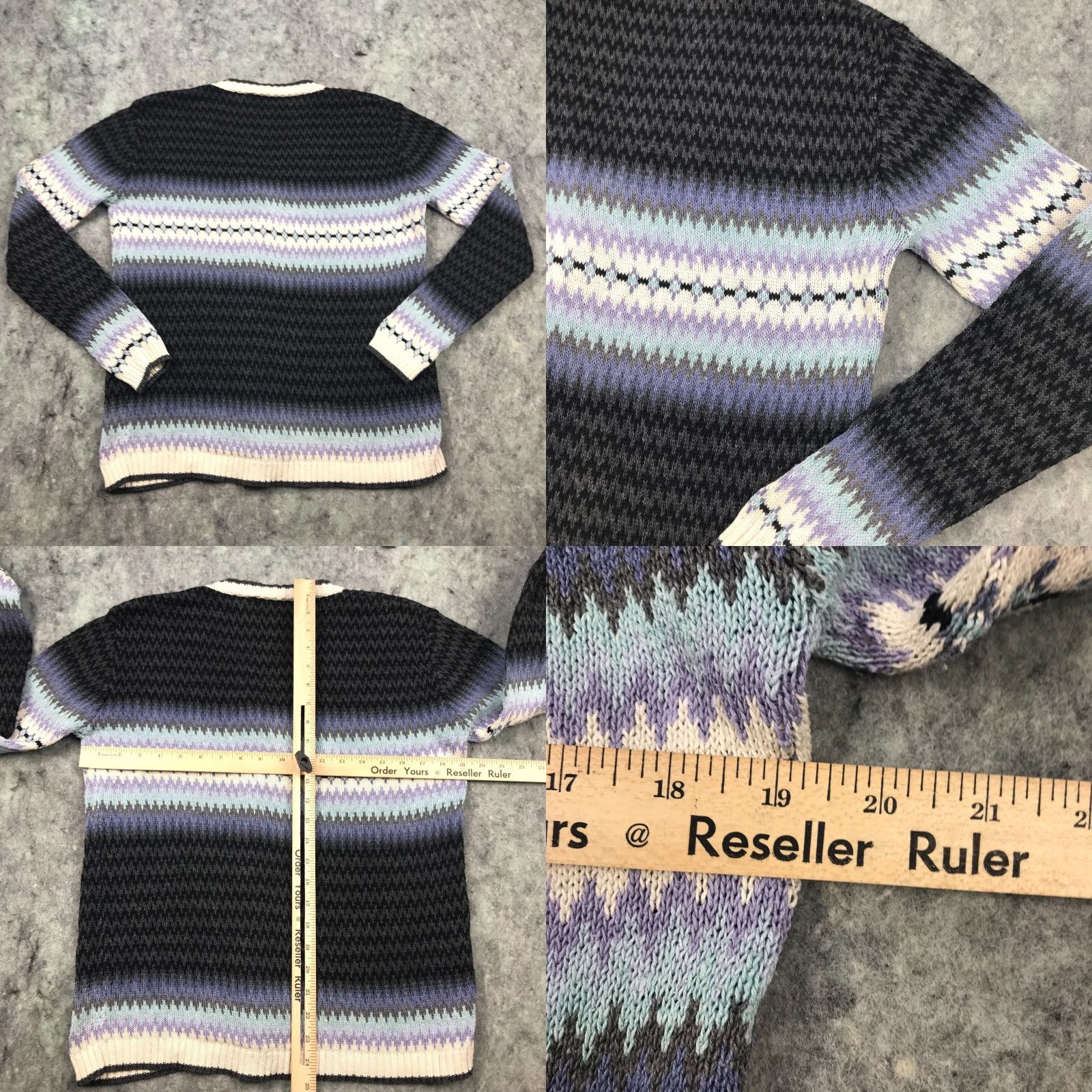 Vintage VINTAGE MK Sweaters Cardigan Womens Small Gray Geometric Knit V-Neck Cotton Ramie Button Down Size S / US 4 / IT 40 - 8 Thumbnail
