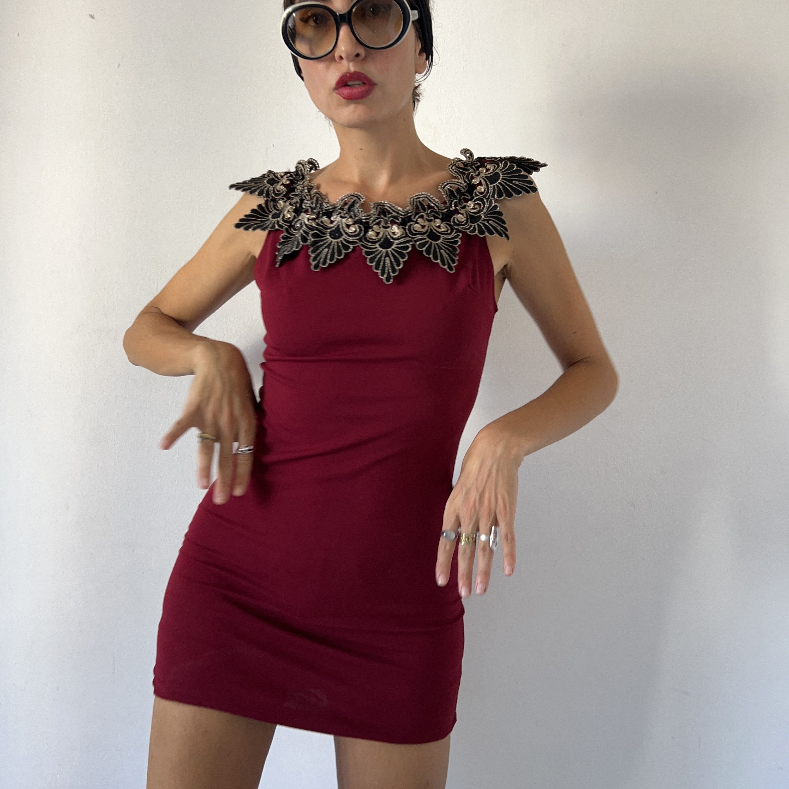 Vintage Vintage Burgundy Hue Bodycon Dress Size M / US 6-8 / IT 42-44 - 5 Thumbnail