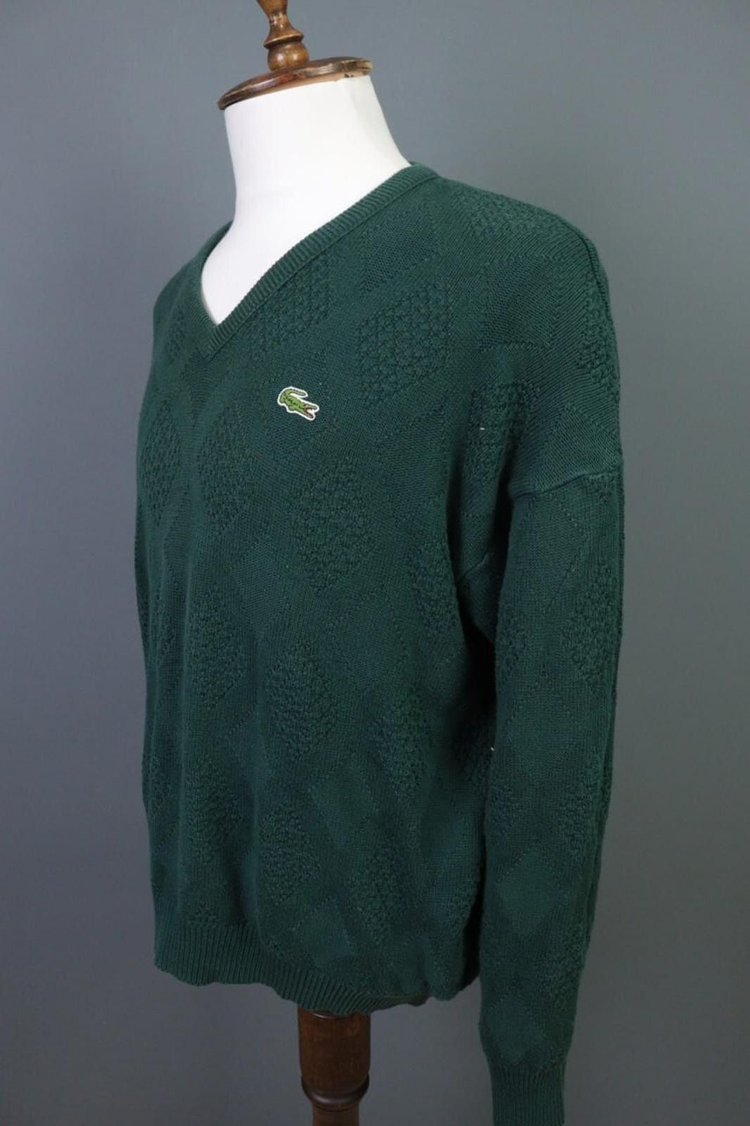 Lacoste Lacoste Chemise Green V-Neck Knit Sweater Size 6 / XL Size US M / EU 48-50 / 2 - 6 Thumbnail