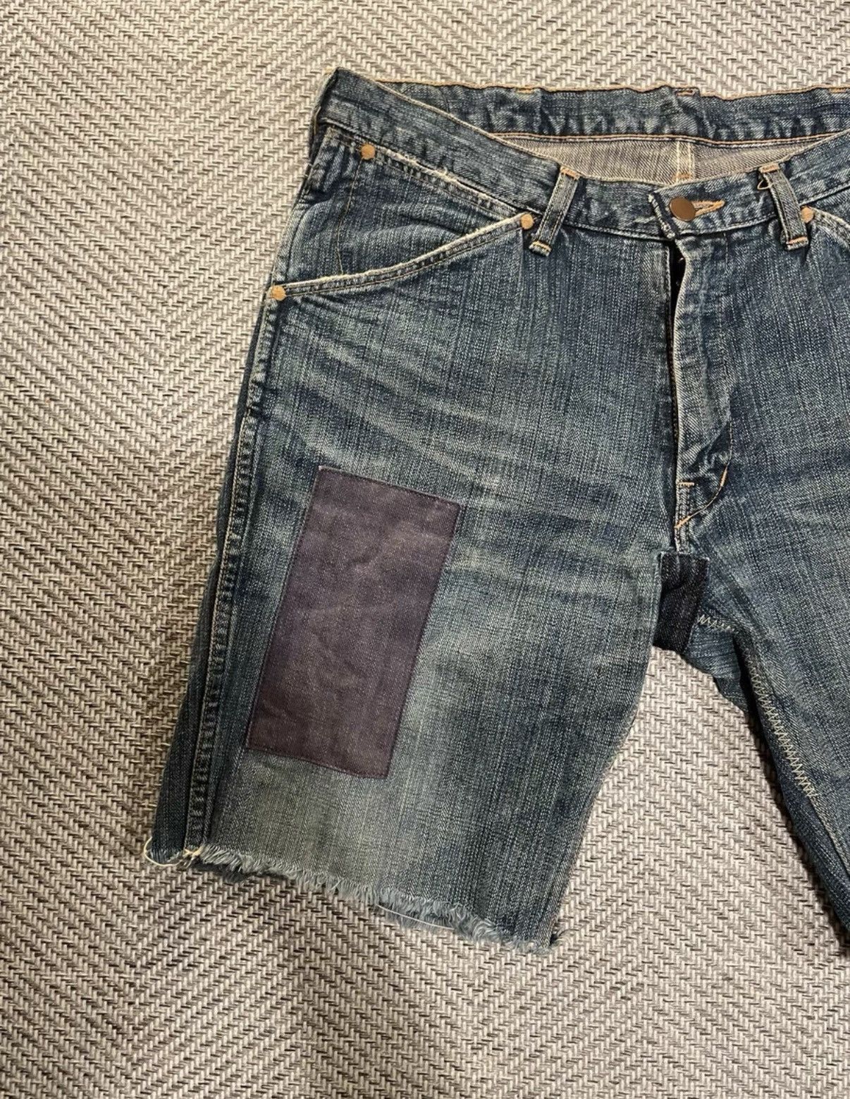 Number (N)ine Blue Denim Patchwork Shorts with Frayed Hem Size US 38 / EU 54 - 3 Thumbnail