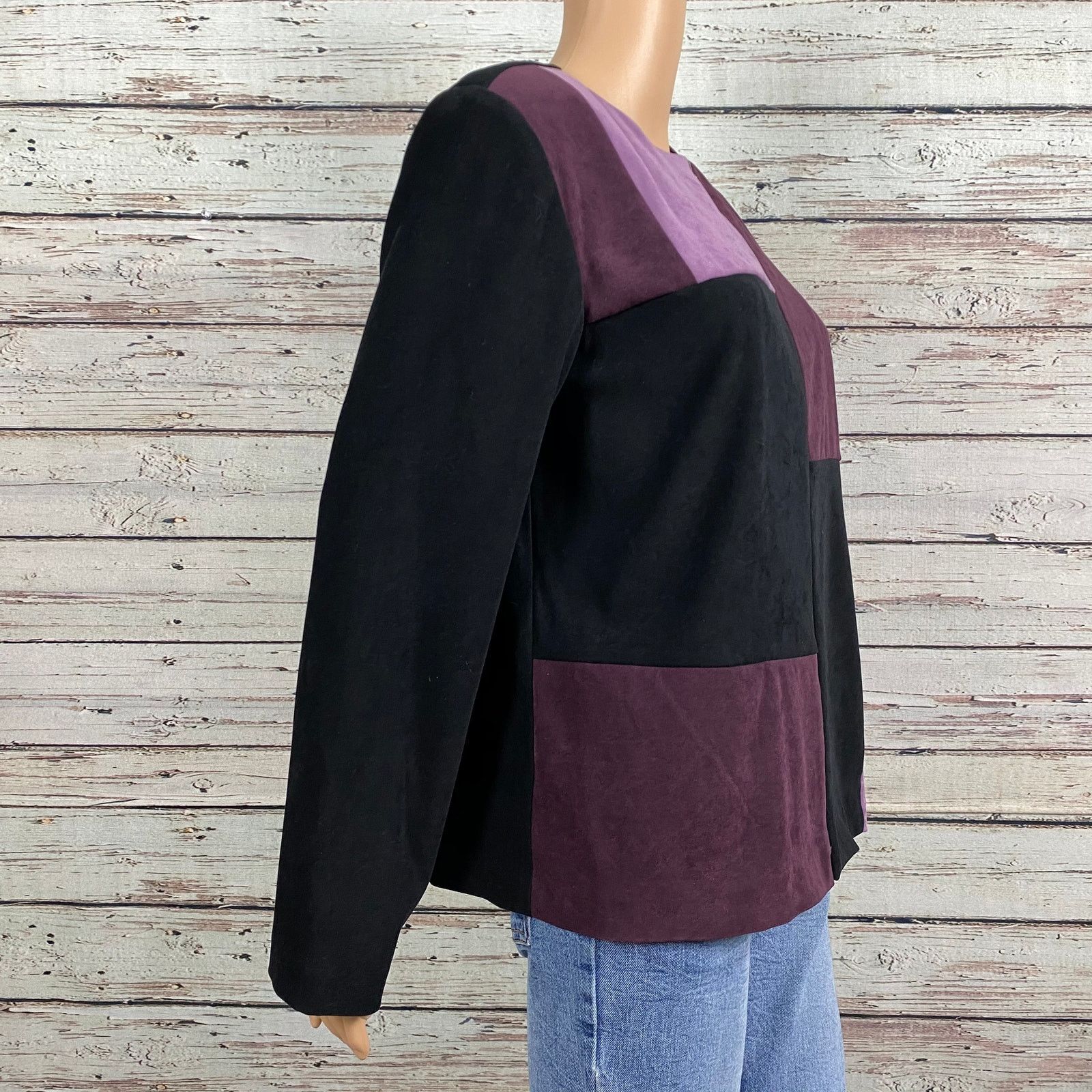 Other VTG JM Collections Purple Colorblock Faux Suede Blazer SZ 8 Size M / US 6-8 / IT 42-44 - 5 Thumbnail