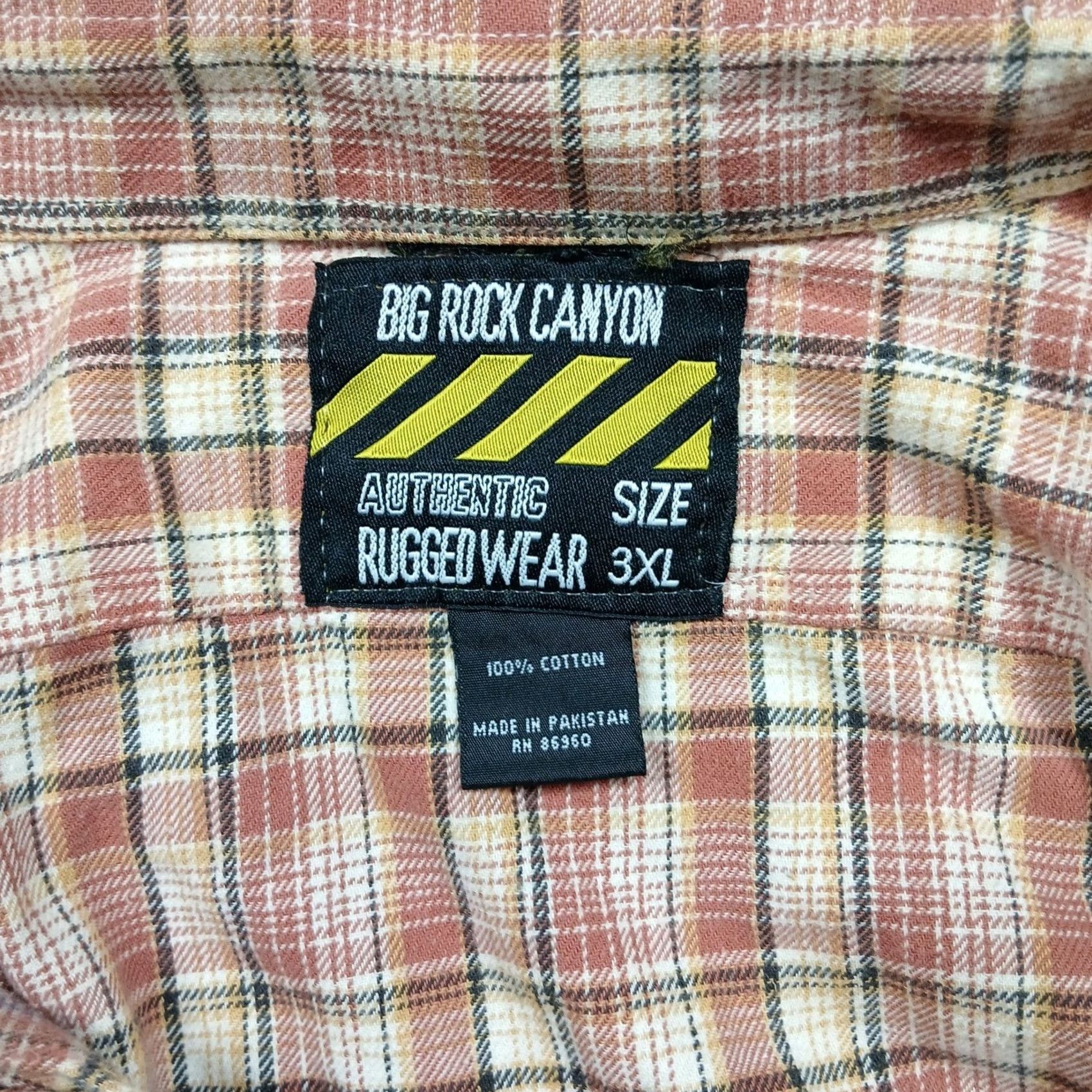 Vintage Big Rock Canyon Shirt Plaid Flannel Long Sleeve Cotton Brown Tan Men's 3XL Size US XXL / EU 58 / 5 - 4 Thumbnail