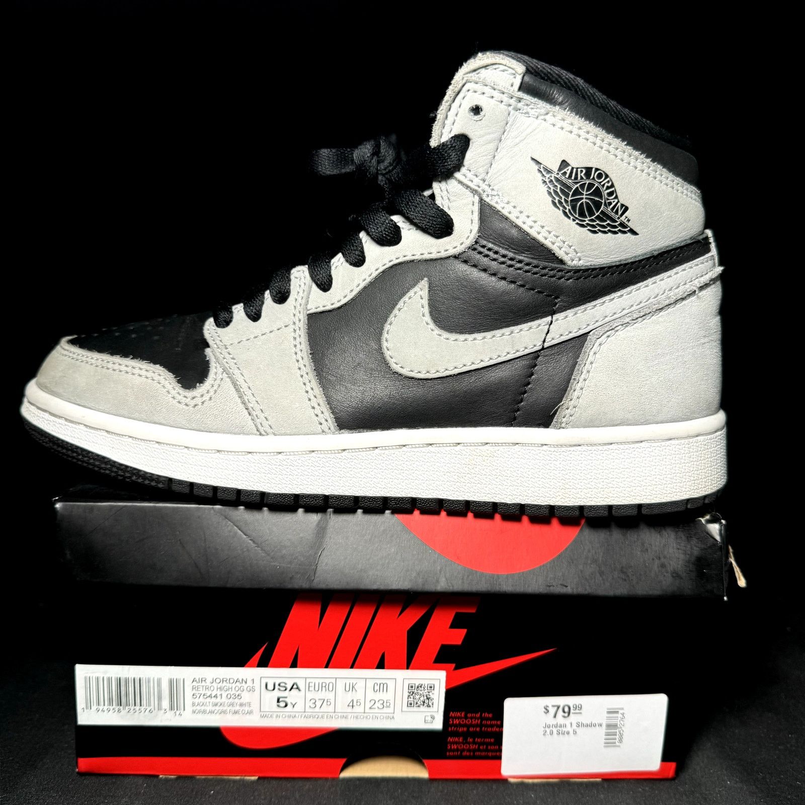 Jordan Brand × Nike Size 5 - Air Jordan 1 Retro High OG GS Shadow 2.0 2021 Shoes Size US 5 / EU 37 - 8 Thumbnail