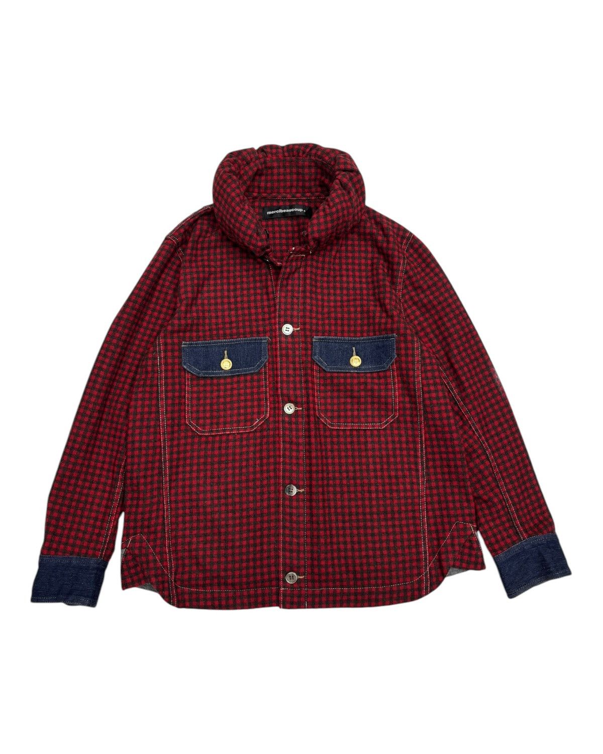 Issey Miyake × mercibeaucoup ISSEY MIYAKE CAULIFLOWER MERCIBEAUCOUP WOOL DENIM SHIRT Size US M / EU 48-50 / 2 - 5 Thumbnail