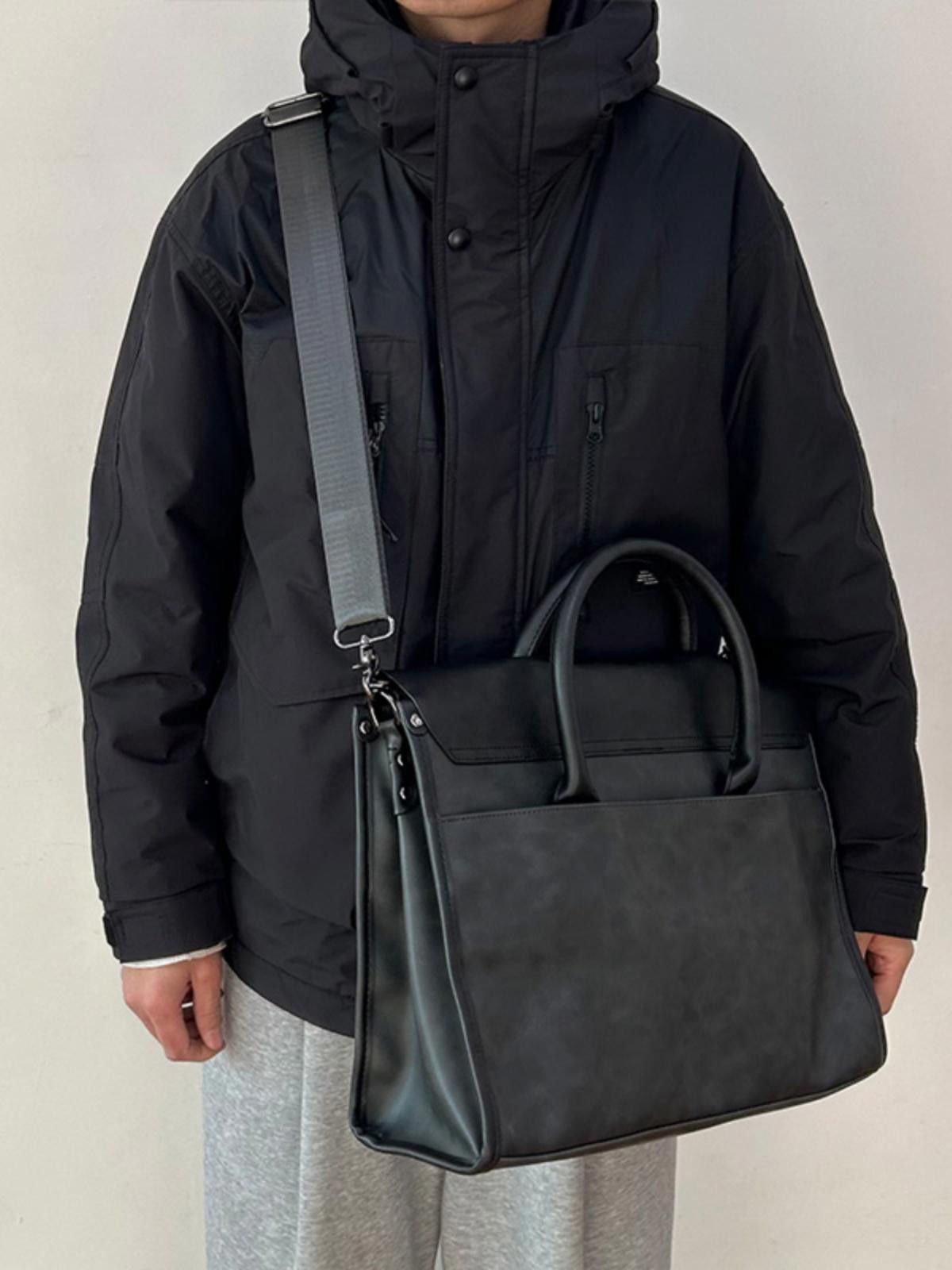 Sleek Black Leather Briefcase - Stylish & Durable