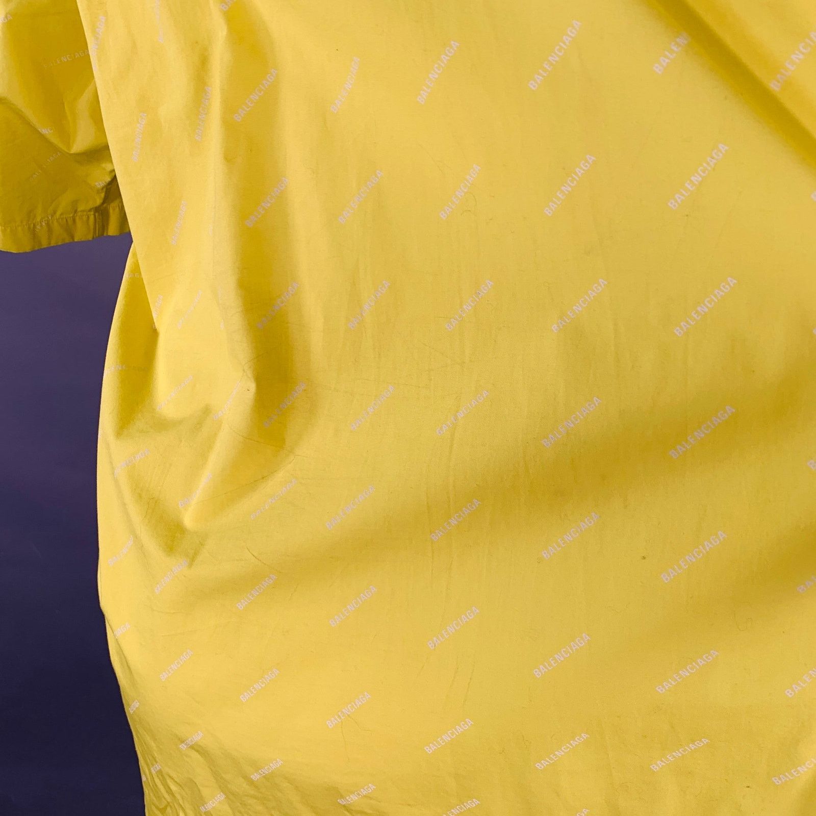 Balenciaga Yellow White Logo Cotton Button Down Collar Oversized Shirt Size US M / EU 48-50 / 2 - 5 Thumbnail