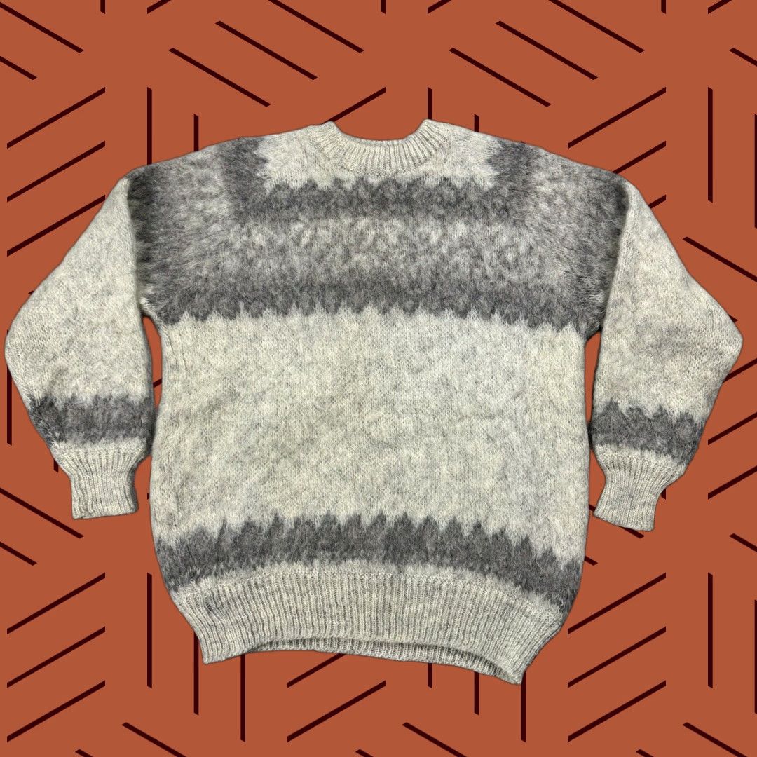 Vintage Vintage Stobi Nordic Knit Fleece Sweater Adult Medium Gray Striped Pullover Unisex Winter Size M / US 6-8 / IT 42-44 - 1 Thumbnail