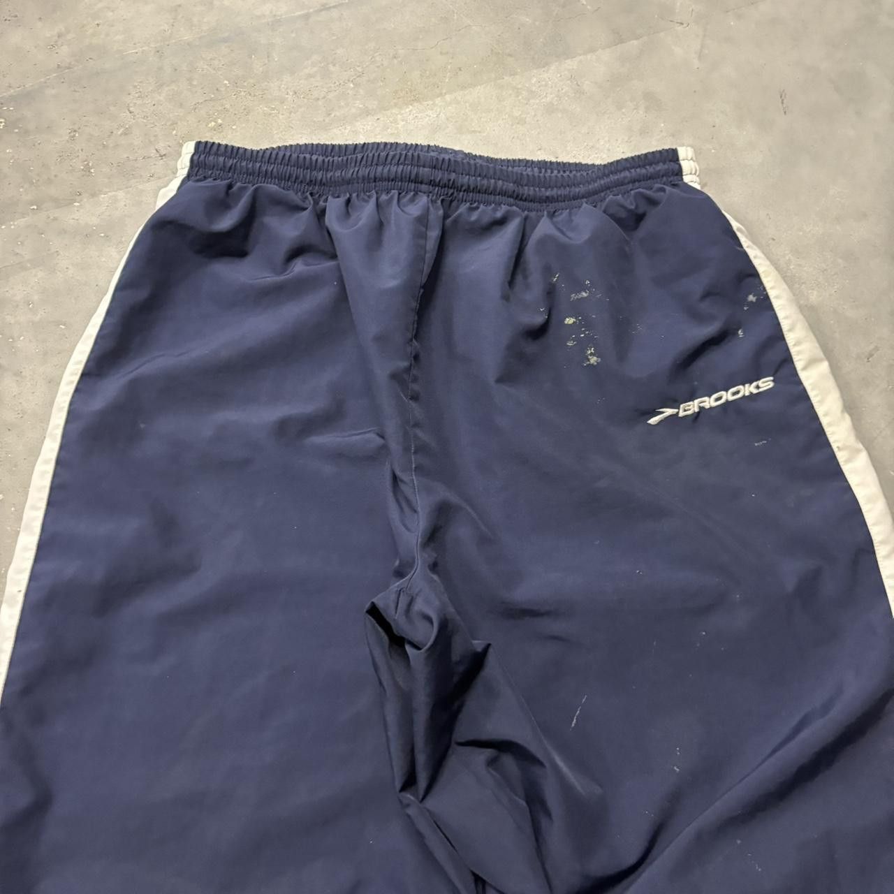 Japanese Brand × Vintage Crazy Vintage Y2K/2000s Baggy Navy Blue Striped Streetwear Skater Nylon Track Pants! Size US 32 / EU 48 - 3 Thumbnail