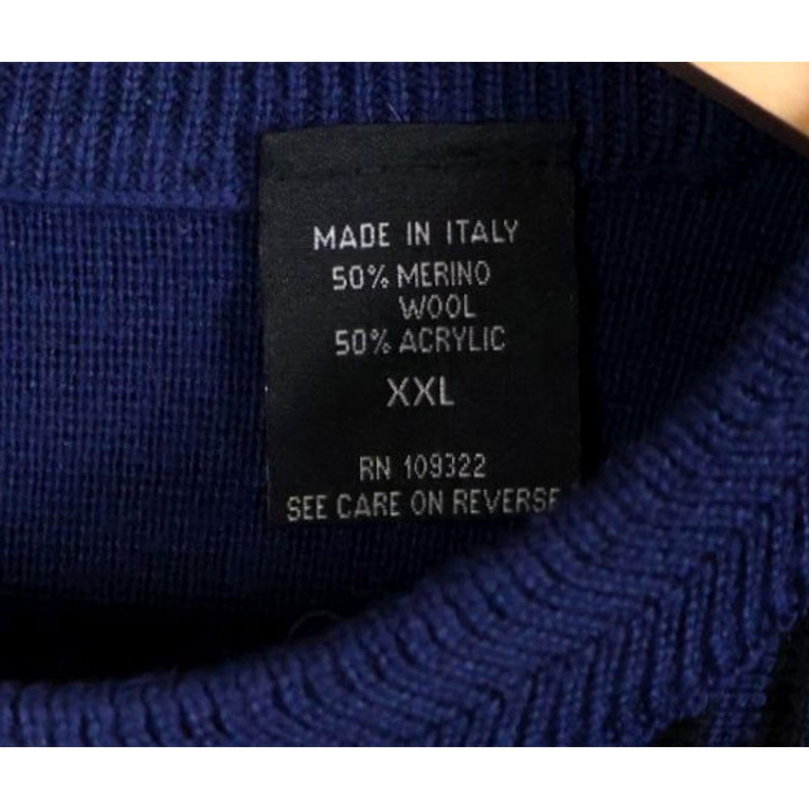 Vintage VINTAGE 90s Wool Blend Sweater Men's 2XL Blue Stripe Diamond Crewneck Italy Made Knit Pullover Regular Mens Size US XXL / EU 58 / 5 - 3 Thumbnail
