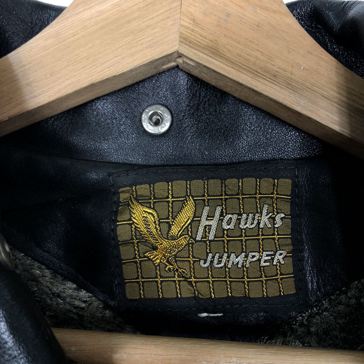 Japanese Brand 🔥90’s Bomber Leather Jacket Iconic Black Hawks Jumper Japan Size US M / EU 48-50 / 2 - 13 Thumbnail