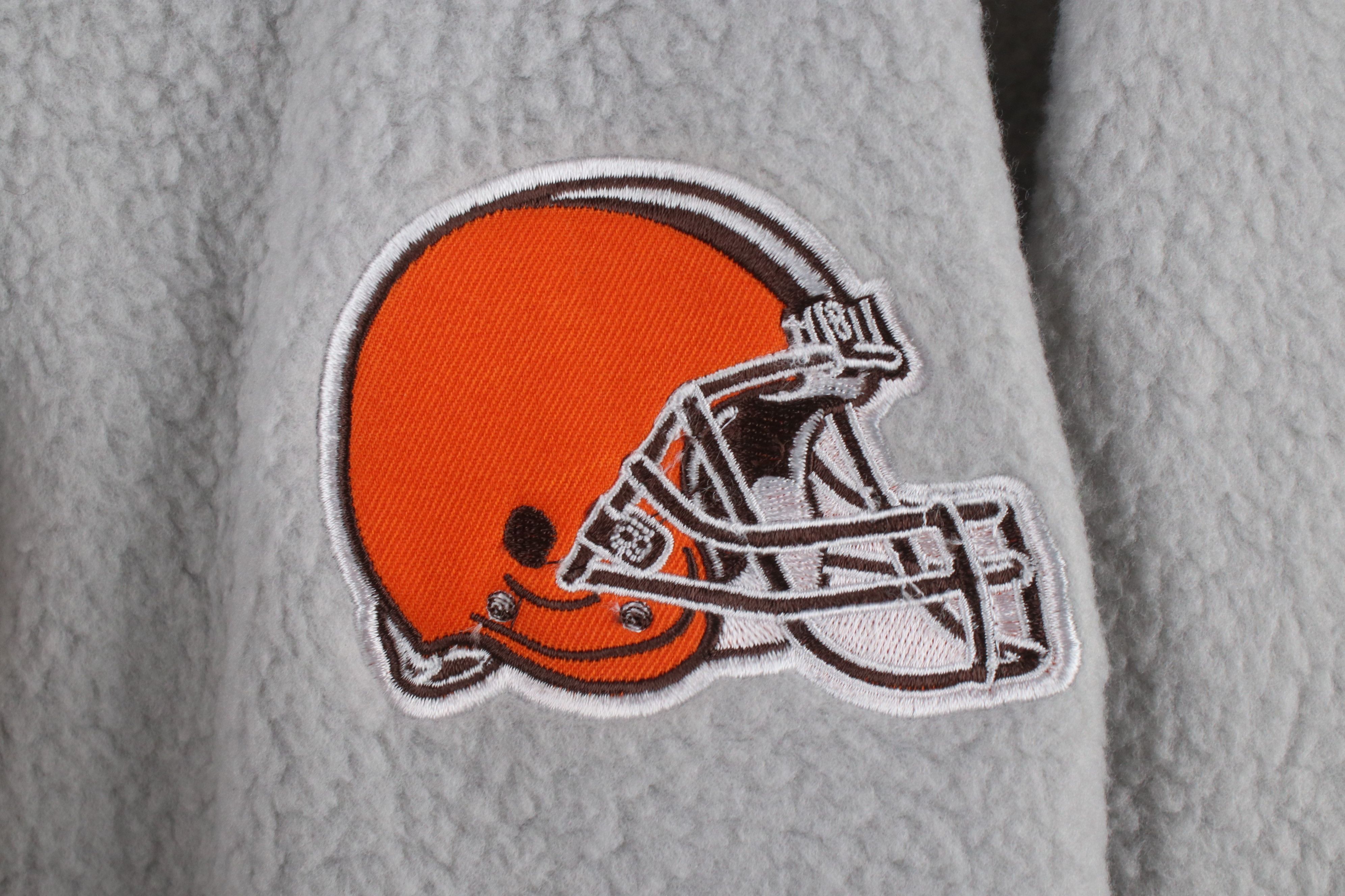 Vintage New Fanatics Browns Football Helmet Half Zip Fleece Sweater Size 4XL / US 24-26 - 4 Thumbnail